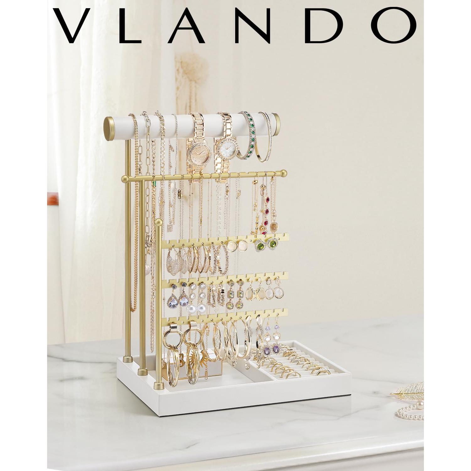 Organizador de Joyería Vlando Blanco con Soporte para Anillos