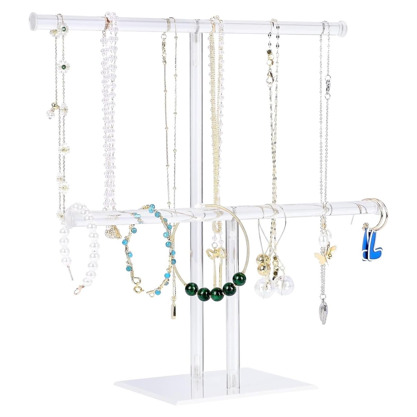 Soporte de Joyería Acrílico Suneerplay Torre 2 Niveles 9.4x25.9cm