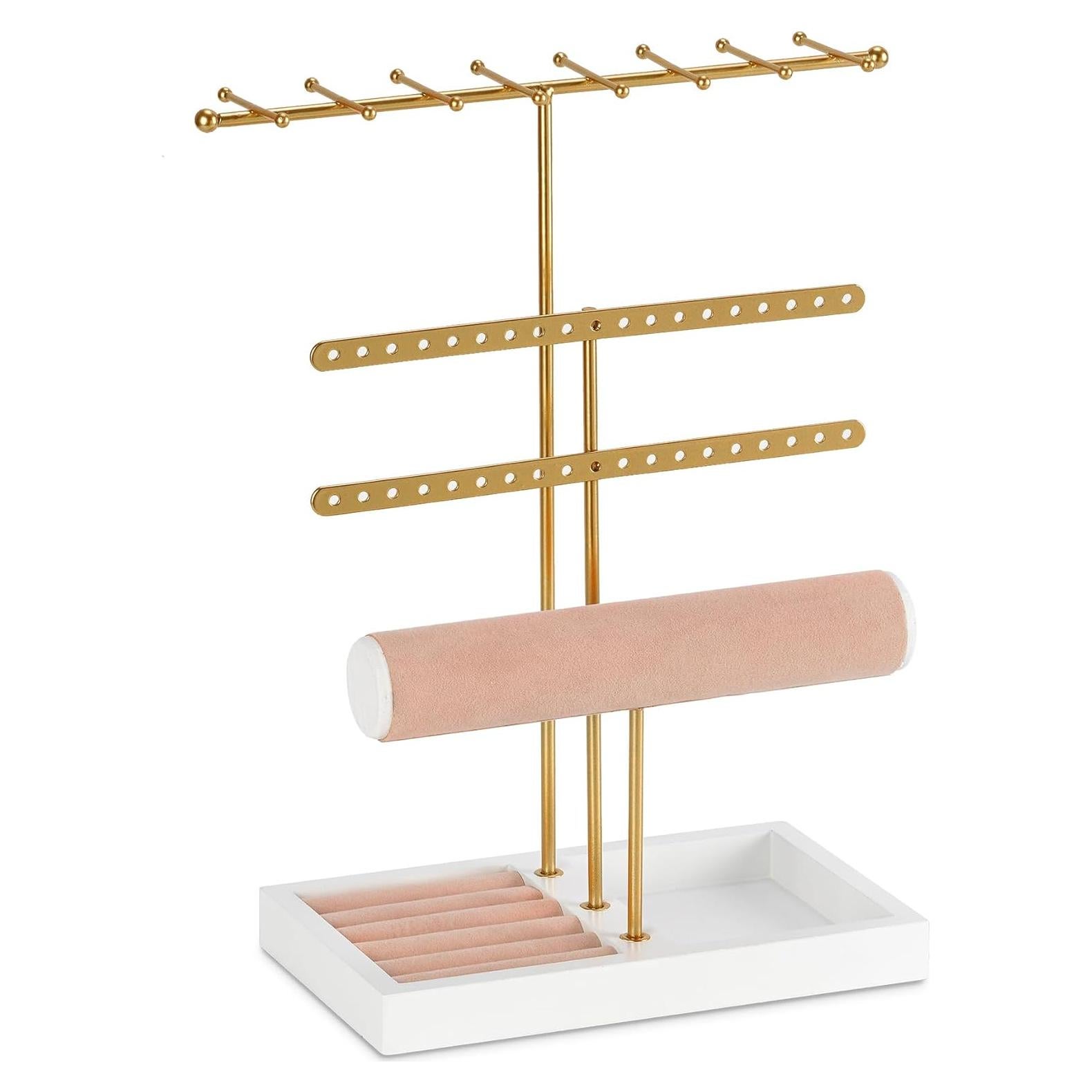 Organizador de Joyas JAZUIHA Dorado 4 Niveles para Collares y Anillos