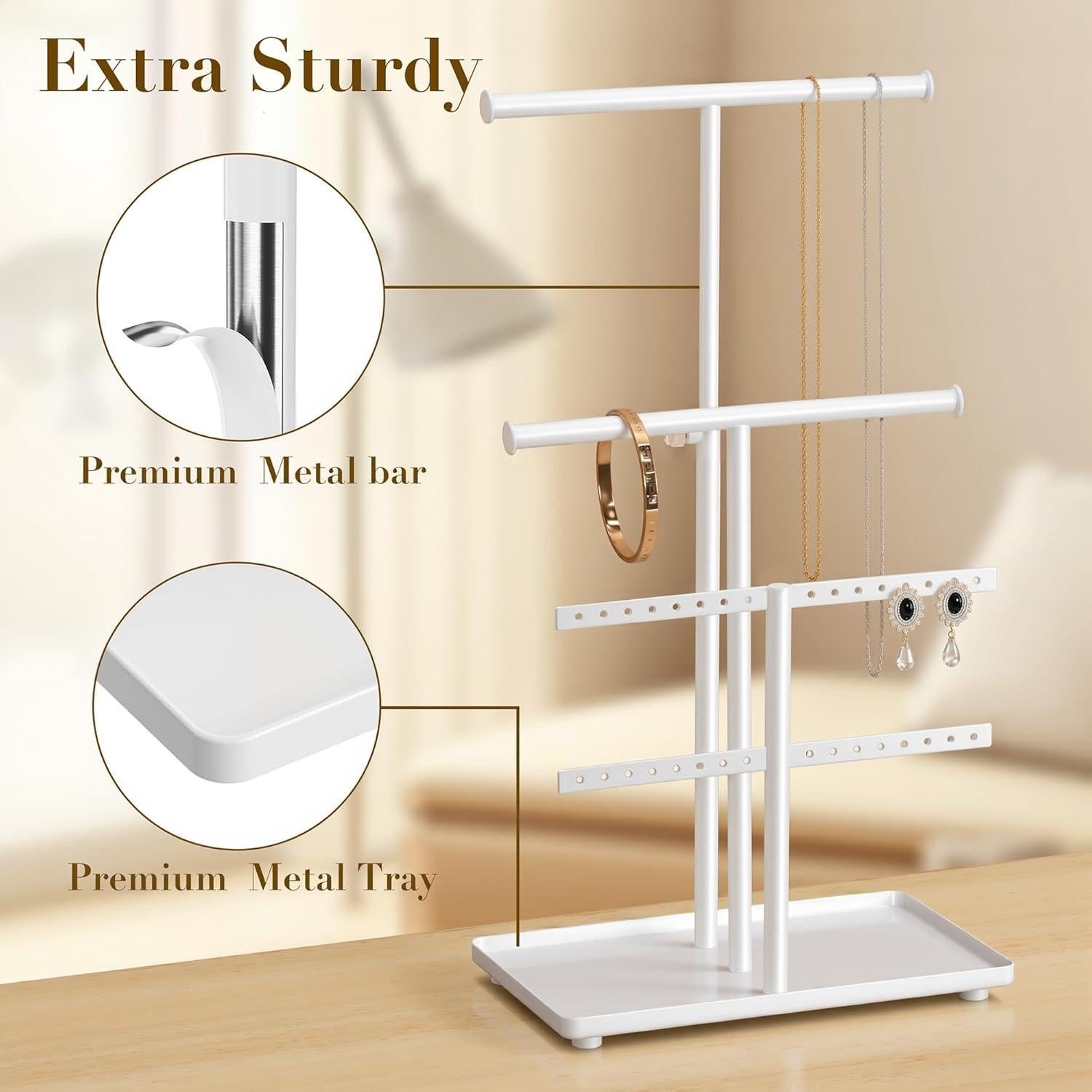 Organizador de Joyas Josmimic Blanco Ajustable 28-46 cm Metal
