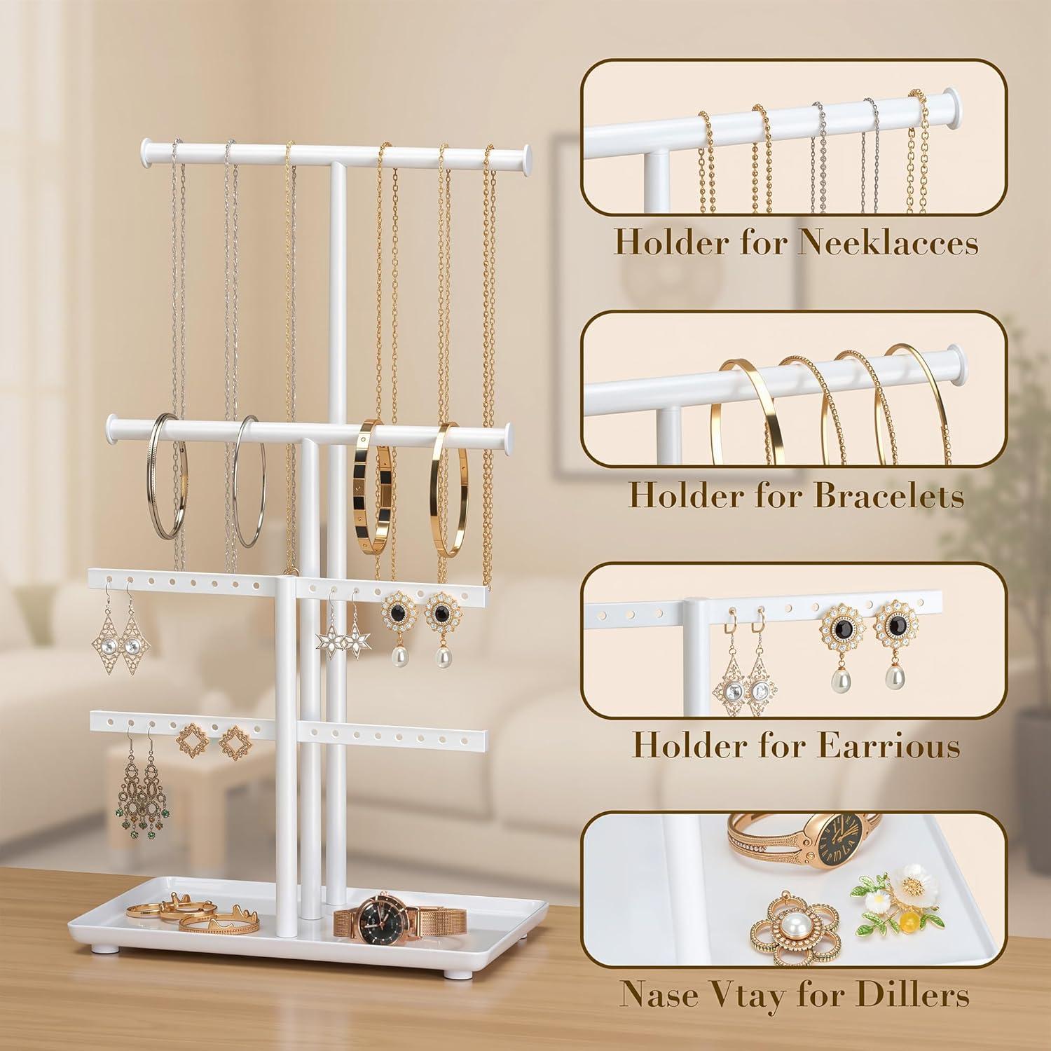 Organizador de Joyas Josmimic Blanco Ajustable 28-46 cm Metal