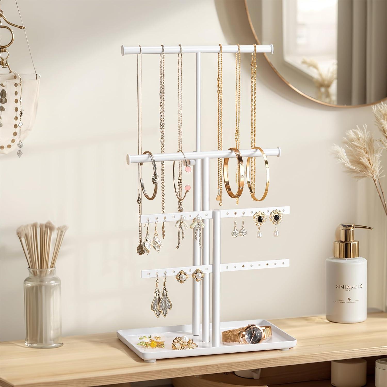 Organizador de Joyas Josmimic Blanco Ajustable 28-46 cm Metal