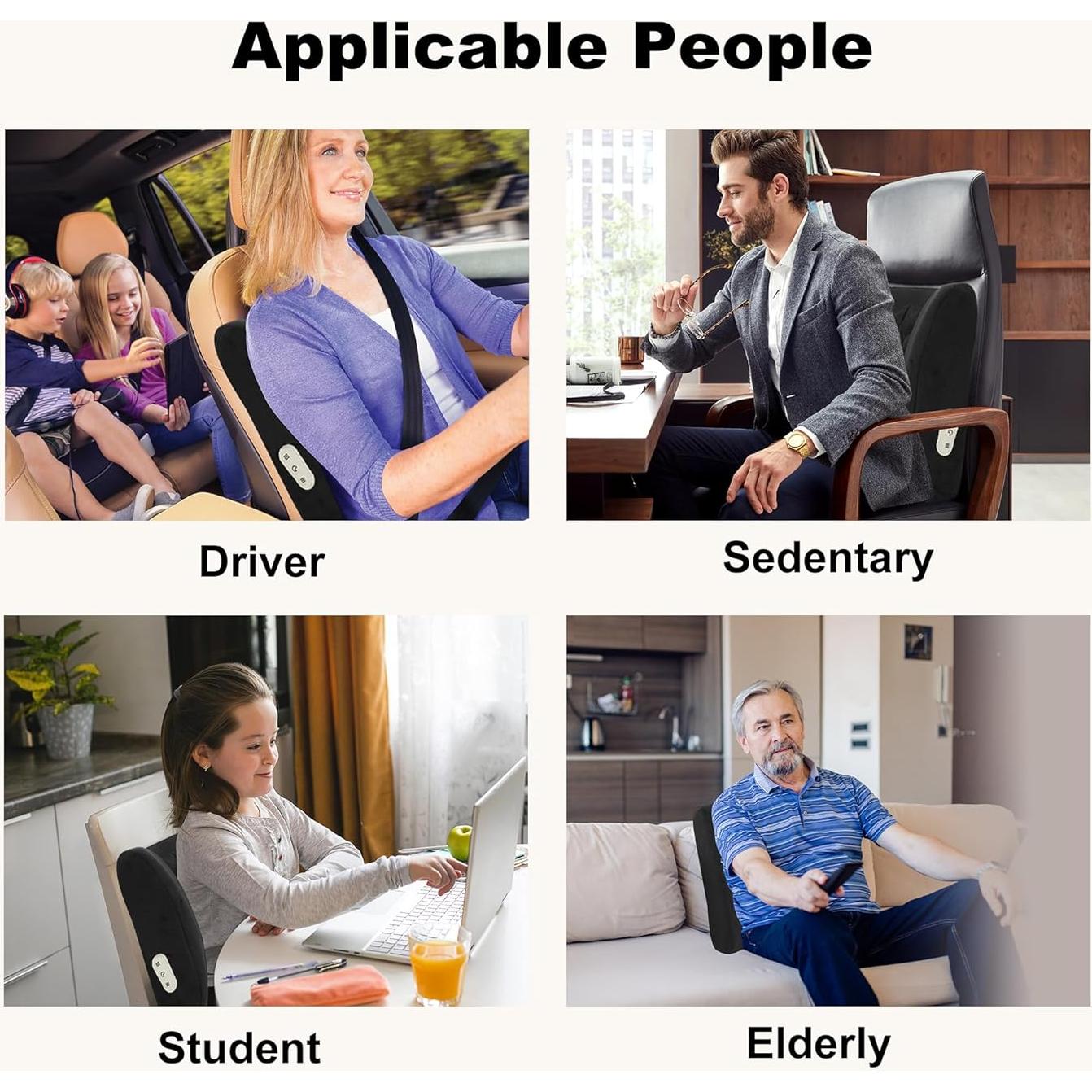 Almohada Lumbar Calentada CILI con Masaje Vibrante Negro