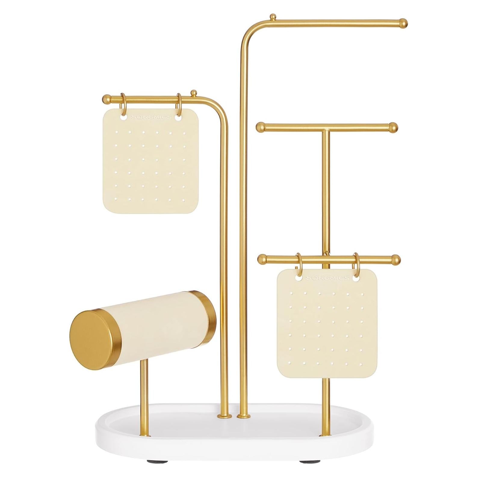 Soporte de Joyería SONGMICS Dorado Metálico con 2 Tableros