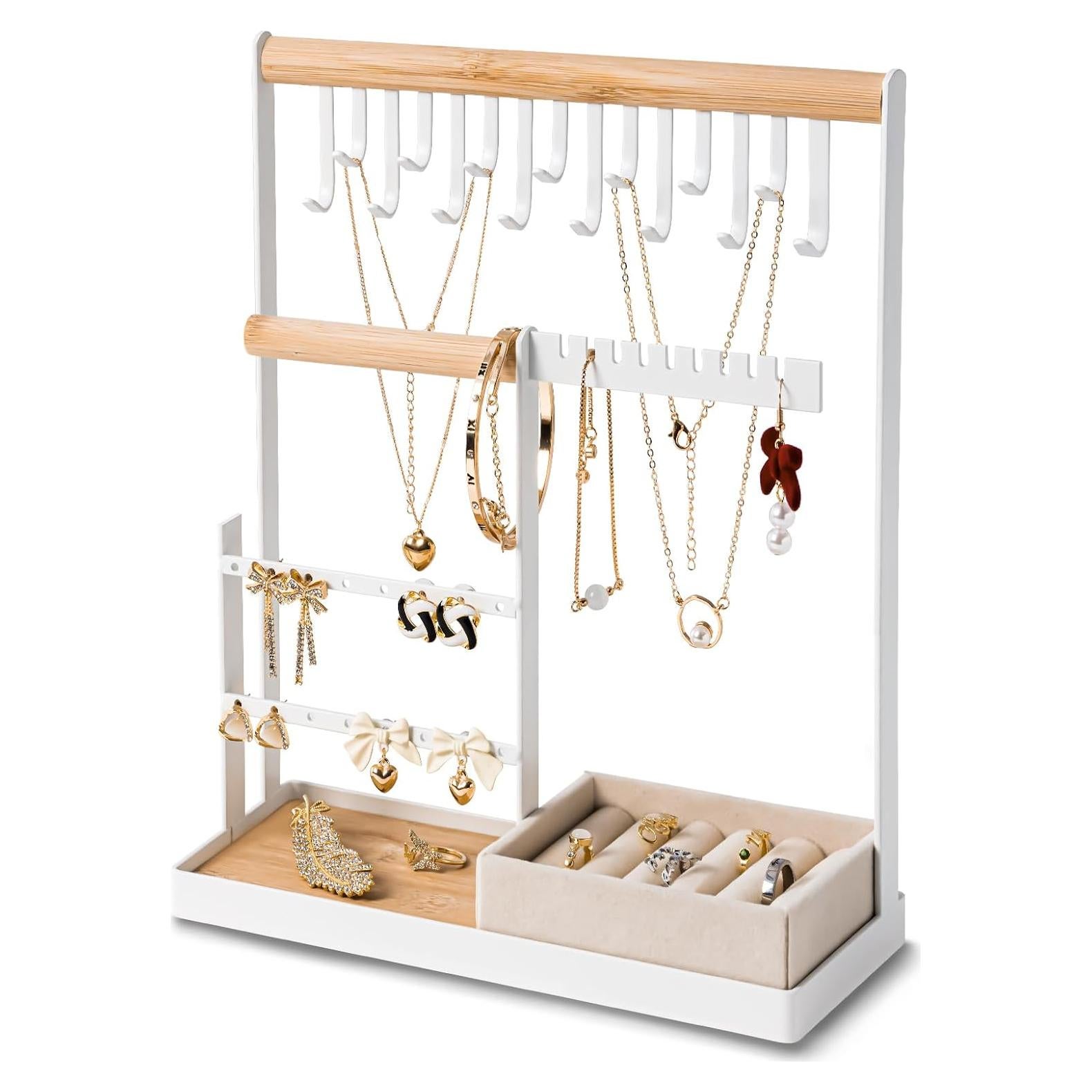 Organizador de Joyería DreamGenius Blanco 4 Niveles con Soporte