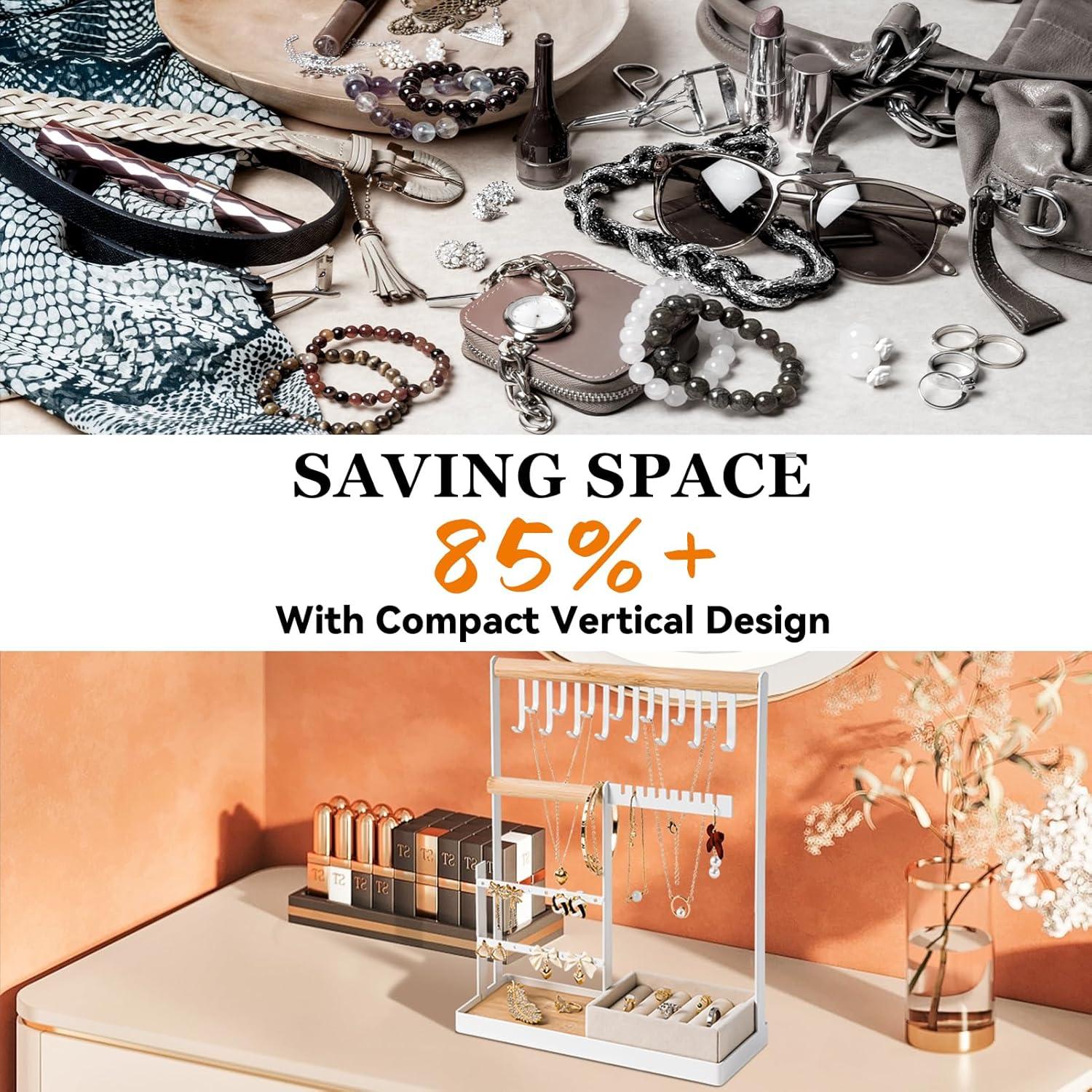 Organizador de Joyería DreamGenius Blanco 4 Niveles con Soporte