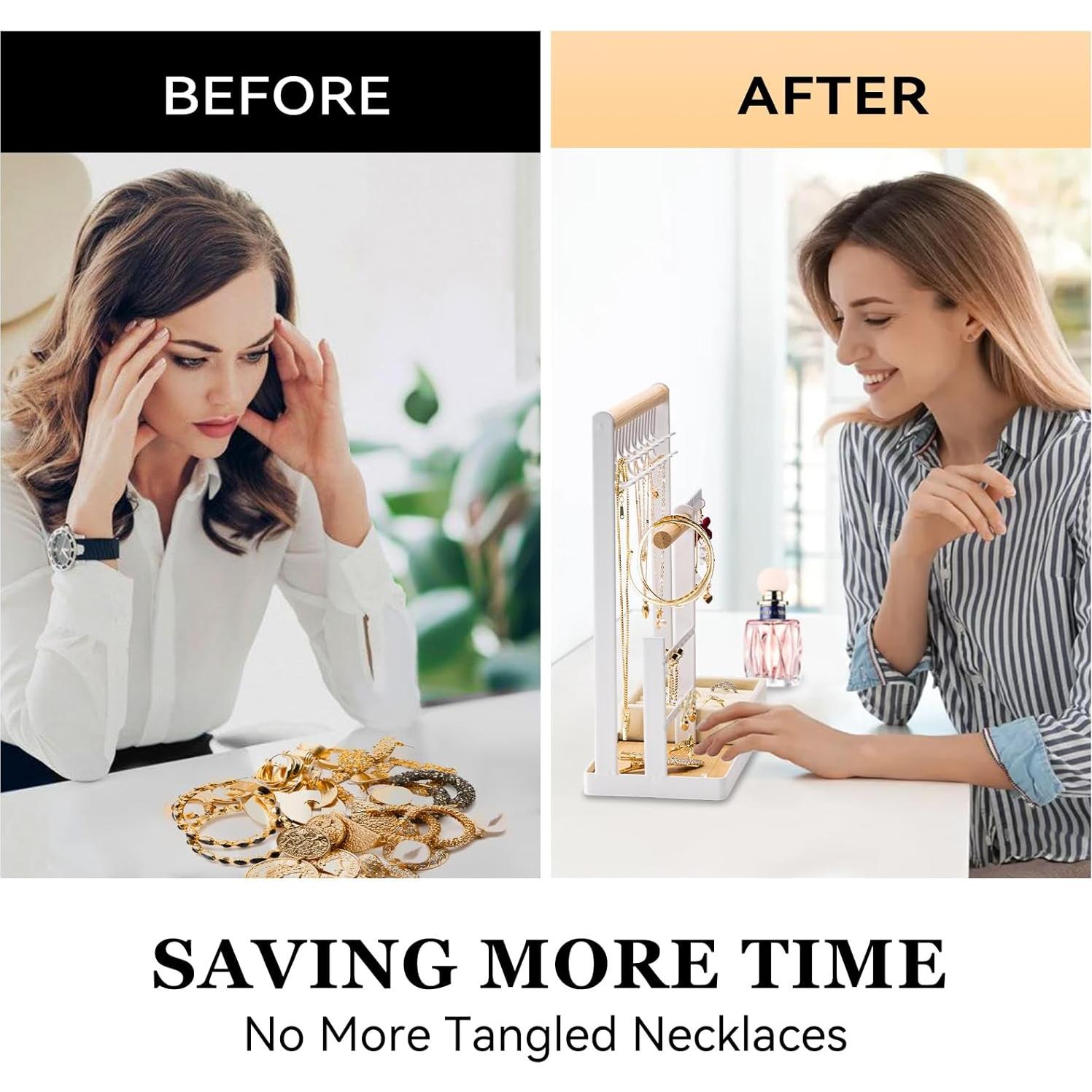 Organizador de Joyería DreamGenius Blanco 4 Niveles con Soporte