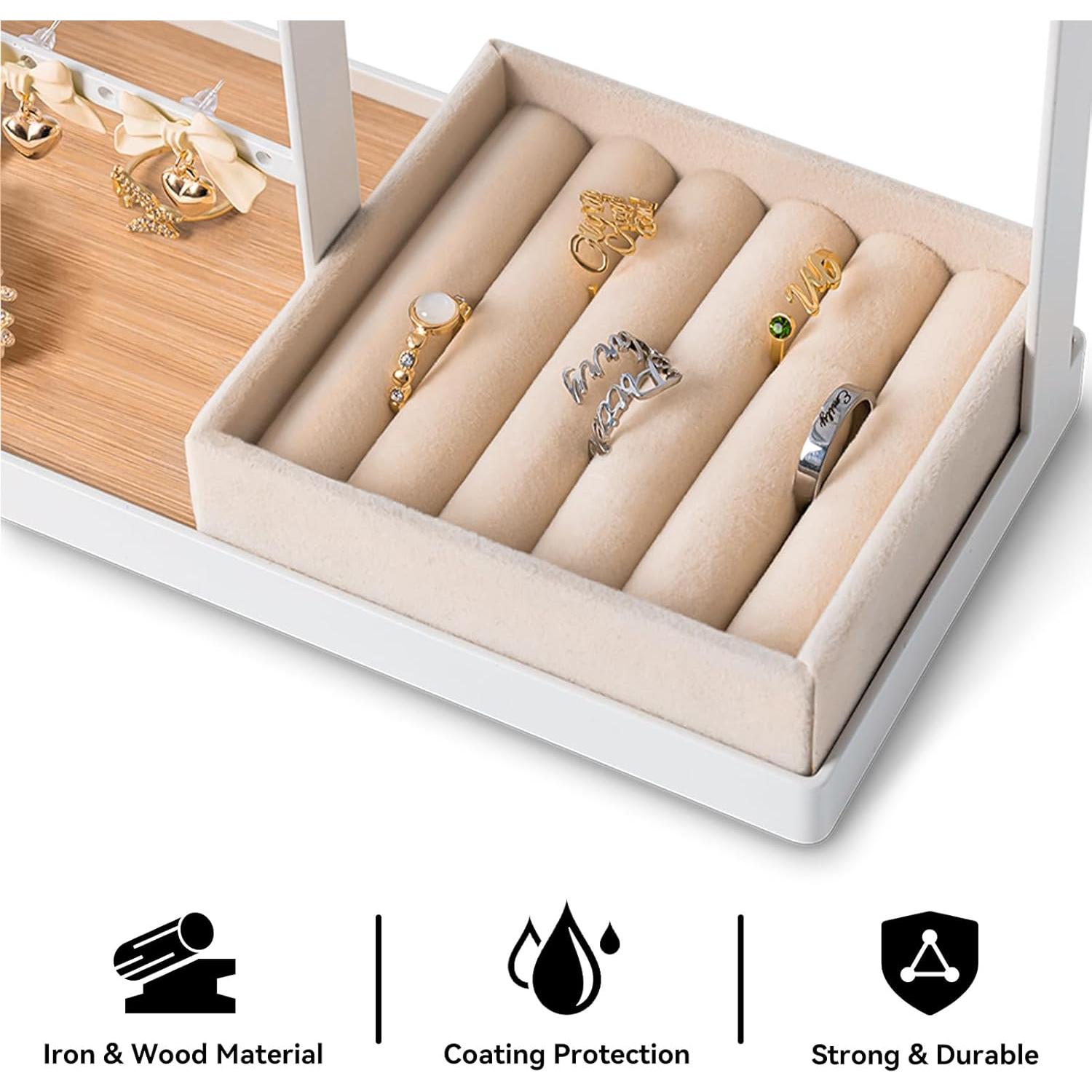 Organizador de Joyería DreamGenius Blanco 4 Niveles con Soporte