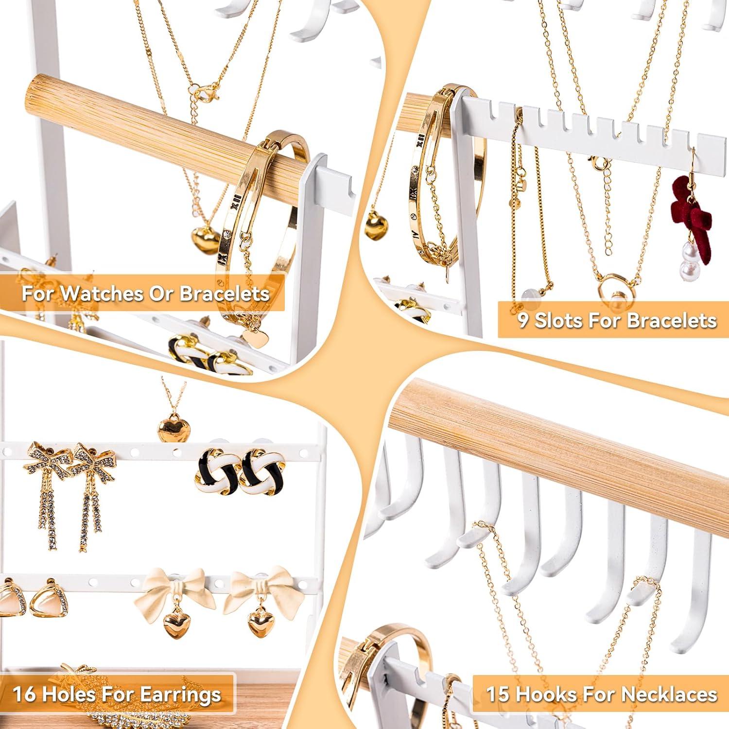 Organizador de Joyería DreamGenius Blanco 4 Niveles con Soporte