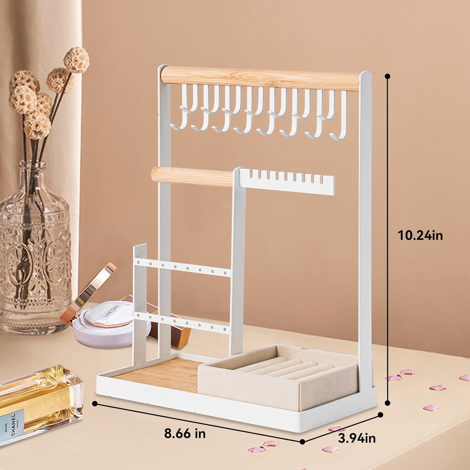 Organizador de Joyería DreamGenius Blanco 4 Niveles con Soporte