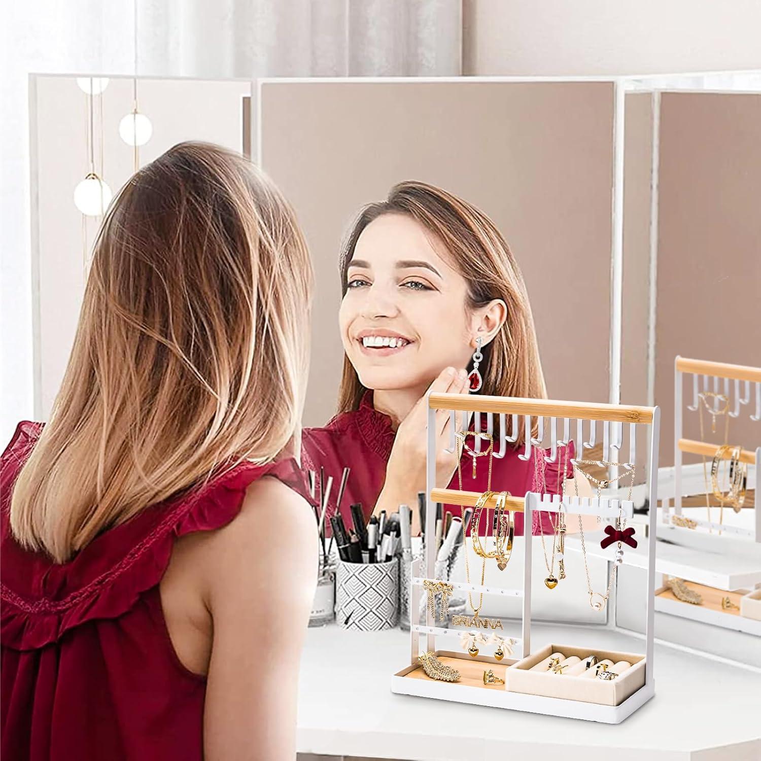 Organizador de Joyería DreamGenius Blanco 4 Niveles con Soporte