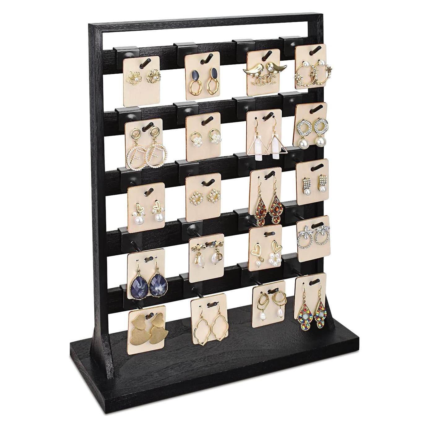 Soporte de Joyería Ikee Design Madera Negro 20 Ganchos Removibles