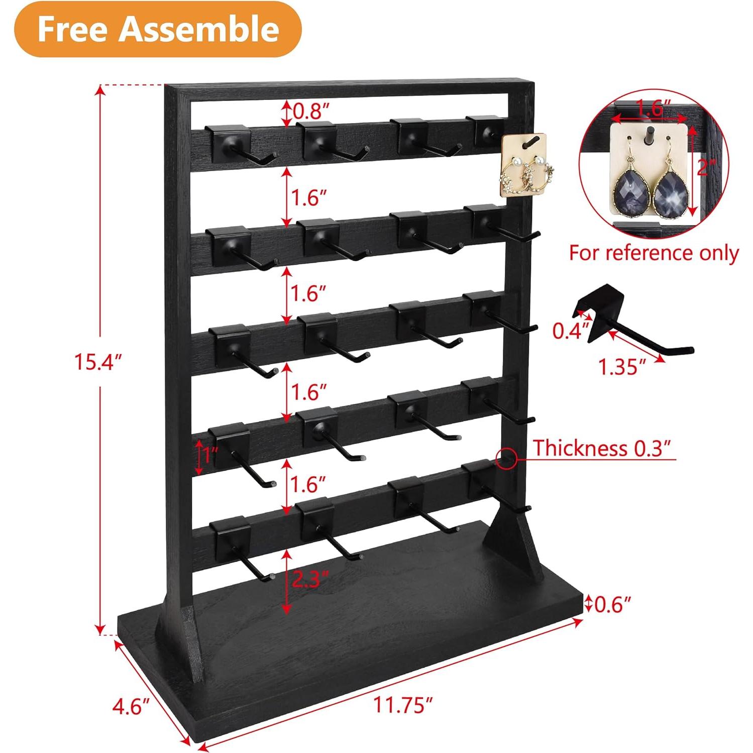 Soporte de Joyería Ikee Design Madera Negro 20 Ganchos Removibles