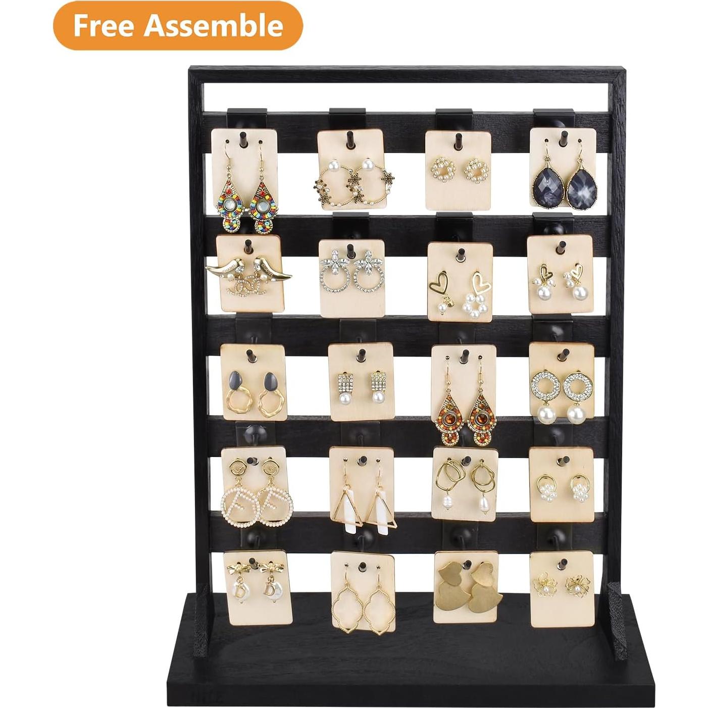 Soporte de Joyería Ikee Design Madera Negro 20 Ganchos Removibles