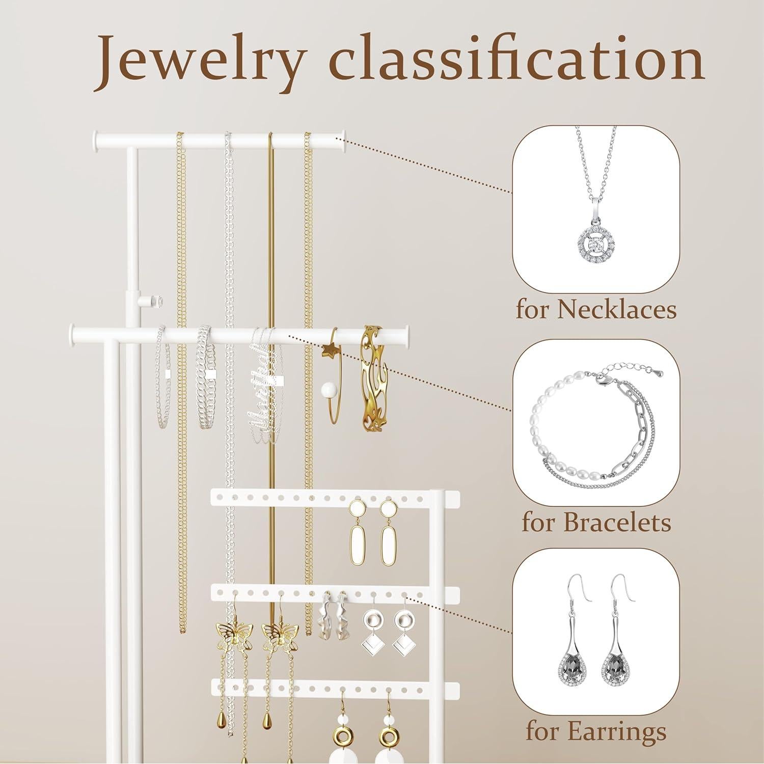 Soporte de Joyería Jockcaras Blanco Ajustable 44.5 cm