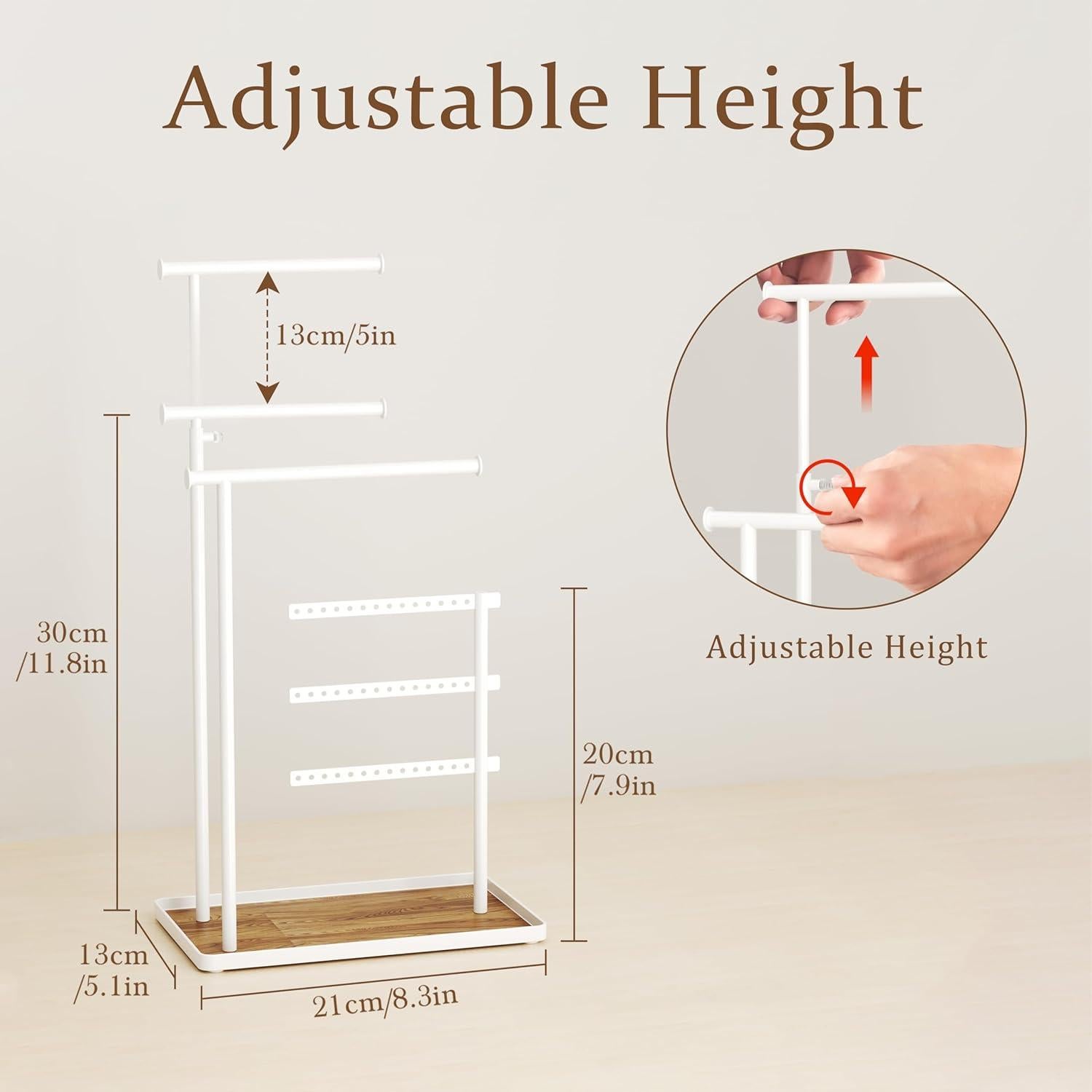 Soporte de Joyería Jockcaras Blanco Ajustable 44.5 cm