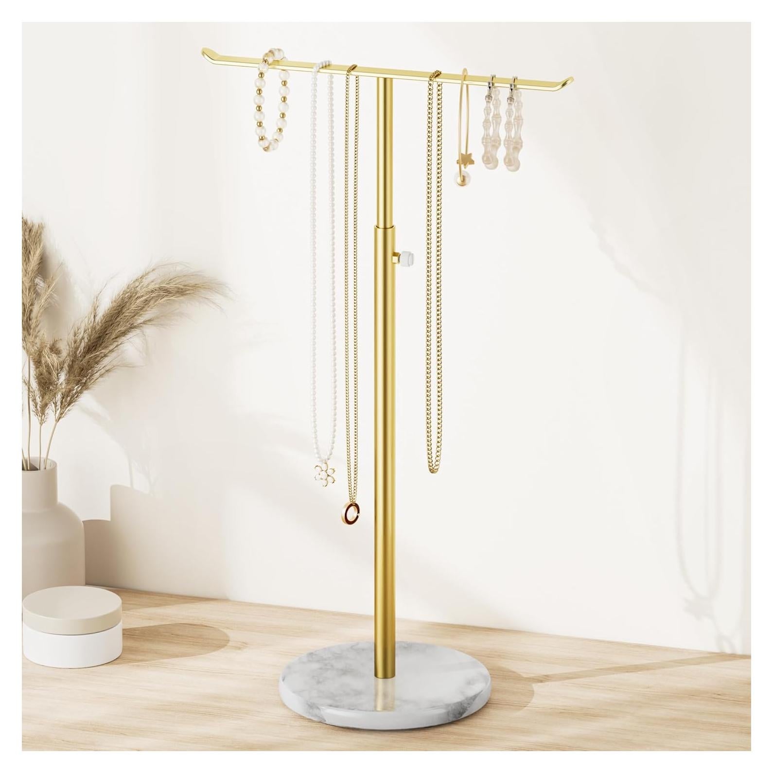 Soporte de Joyería Josmimic T-Bar Ajustable con Base de Mármol