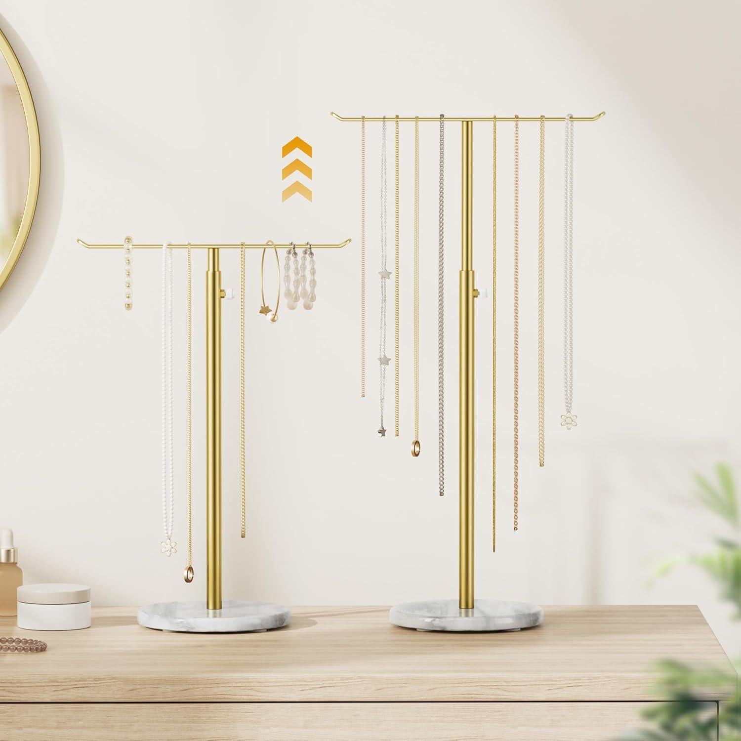 Soporte de Joyería Josmimic T-Bar Ajustable con Base de Mármol