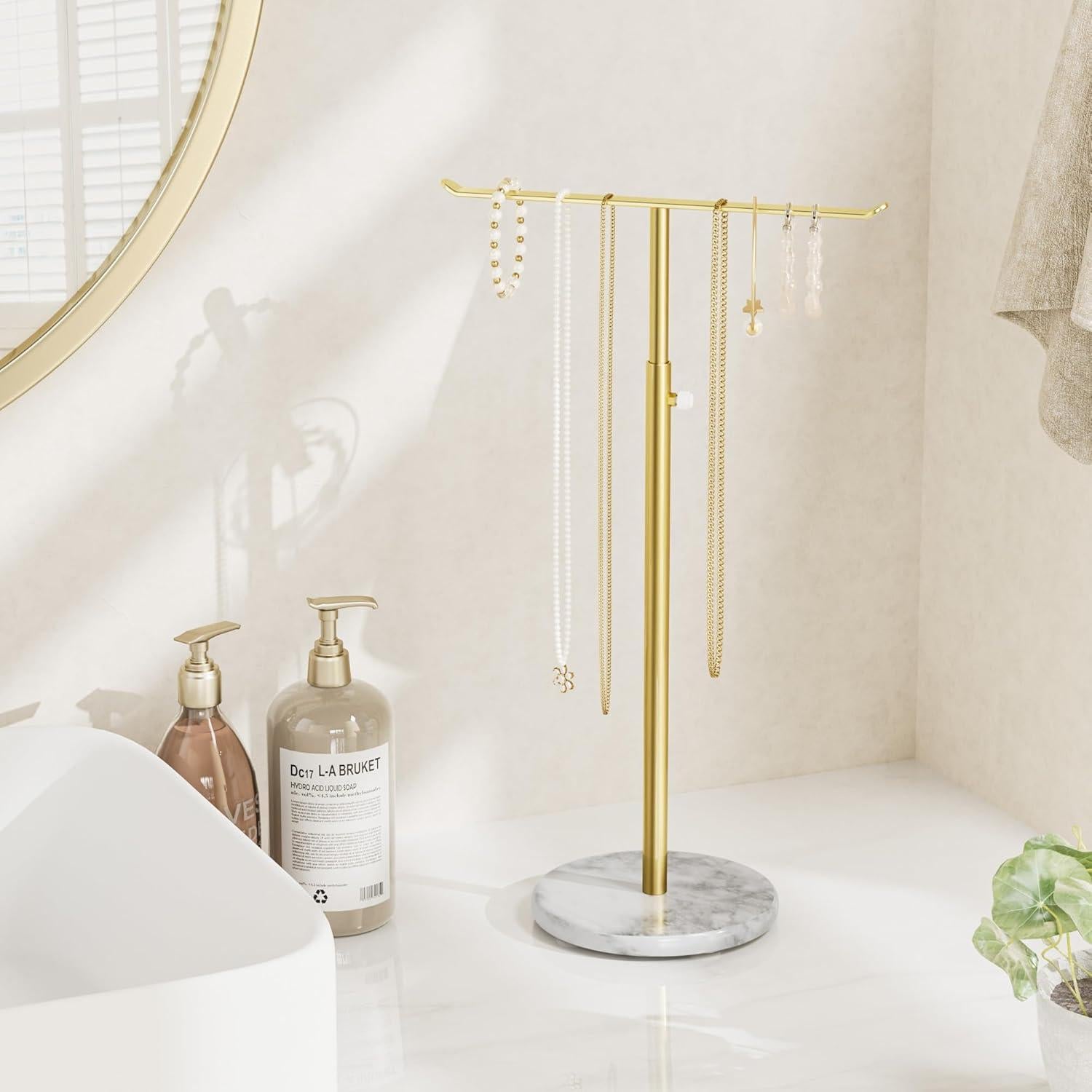 Soporte de Joyería Josmimic T-Bar Ajustable con Base de Mármol