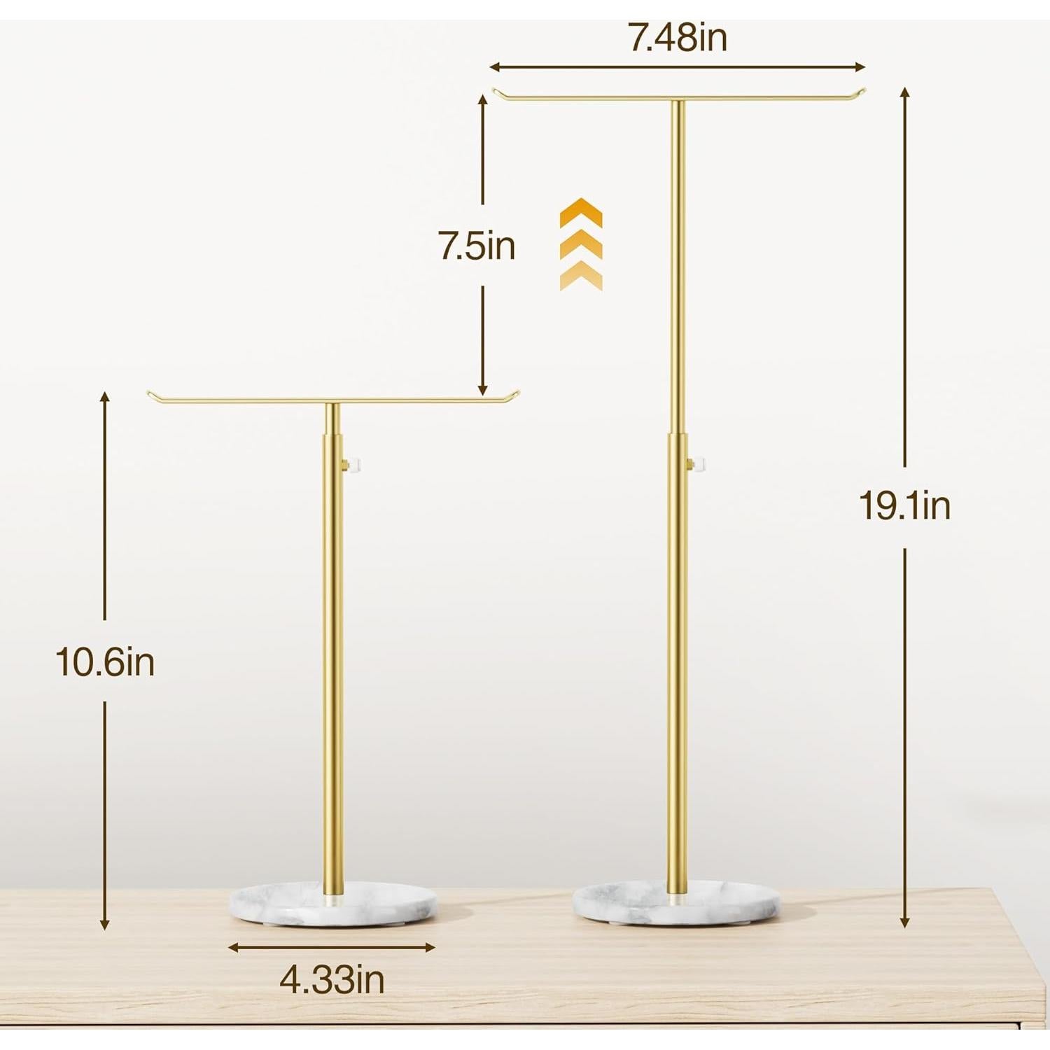 Soporte de Joyería Josmimic T-Bar Ajustable con Base de Mármol