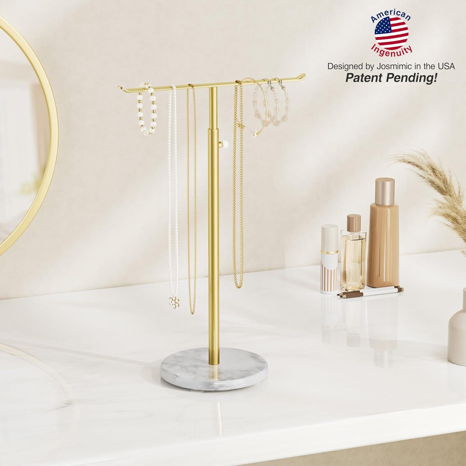 Soporte de Joyería Josmimic T-Bar Ajustable con Base de Mármol