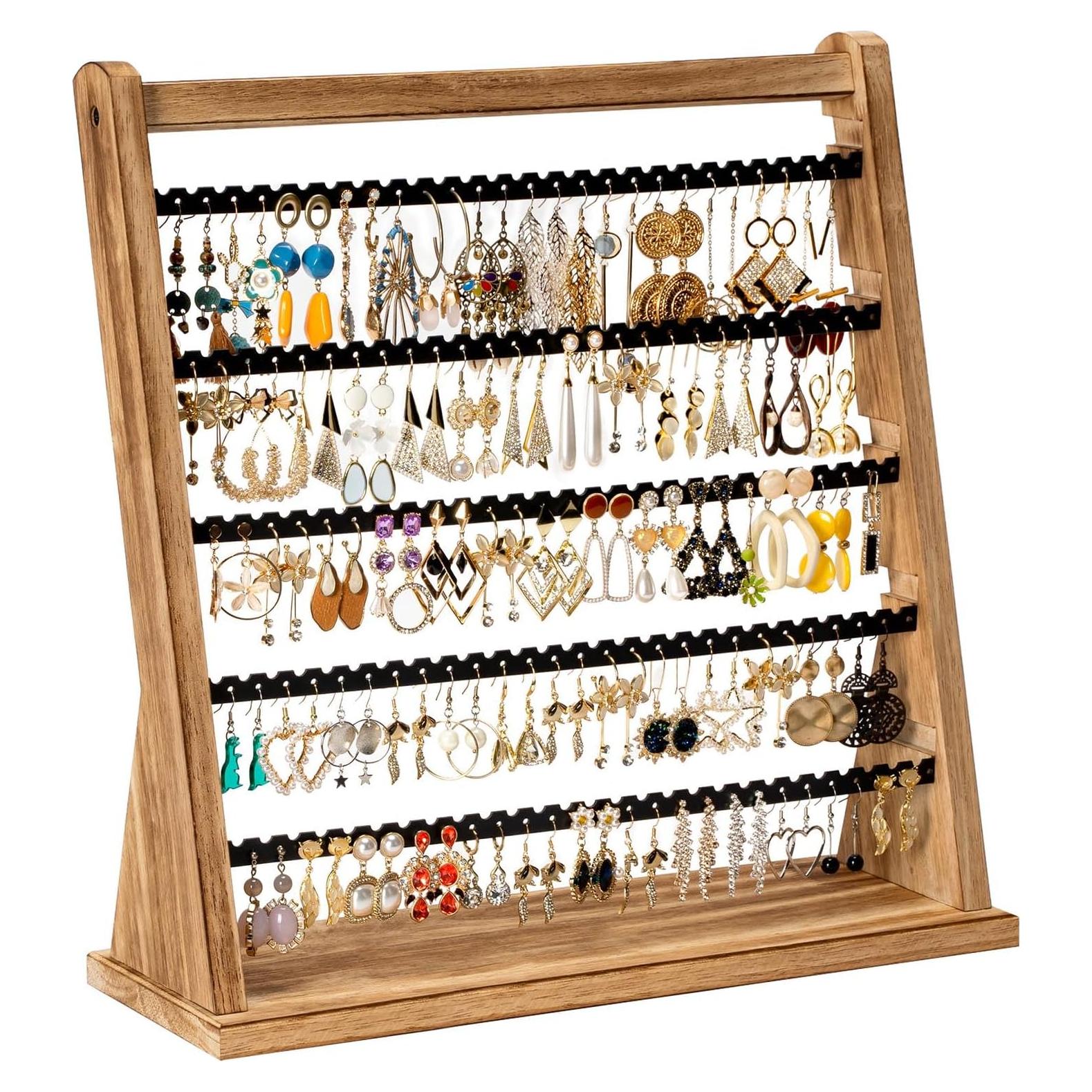 Organizador de Pendientes Poyilooo de Madera Rústica 5 Capas