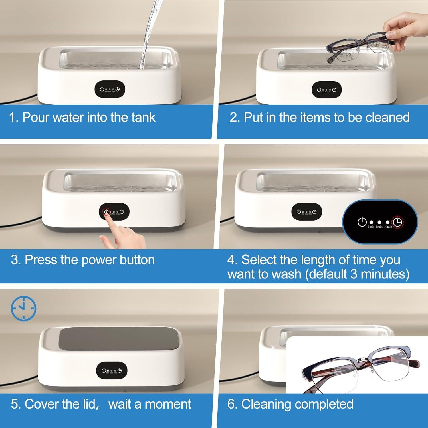 Limpiador Ultrasónico Vaolvpant 640ml 3 Modos de Tiempo