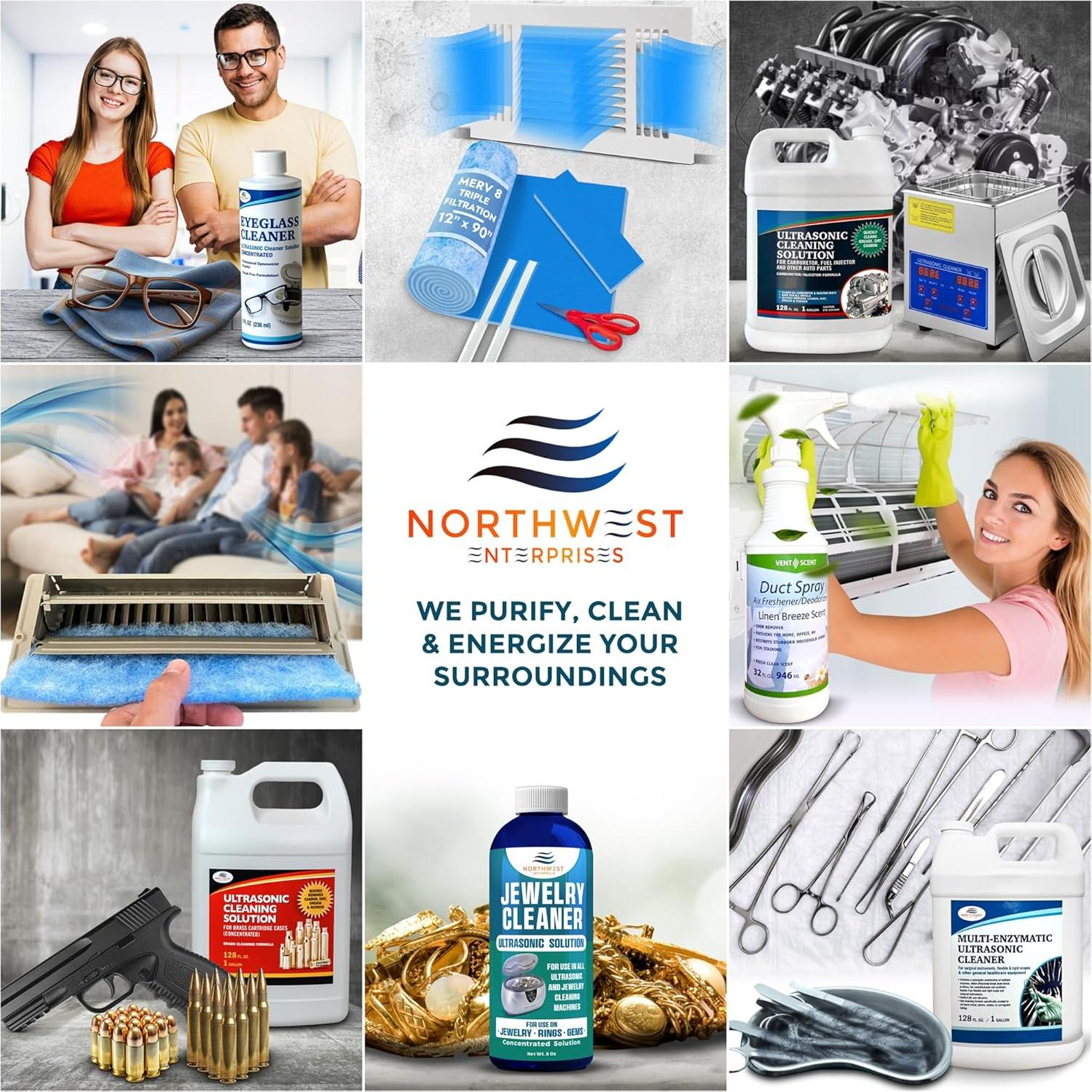 NORTHWEST ENTERPRISES Jewelry Cleaner, Ultrasonic Jewelry Cleaner Solution - Cleans Gold, Silver, Platinum, Diamonds, Non-Porous, & Semi-Precious Jewelry (8 Ounce)