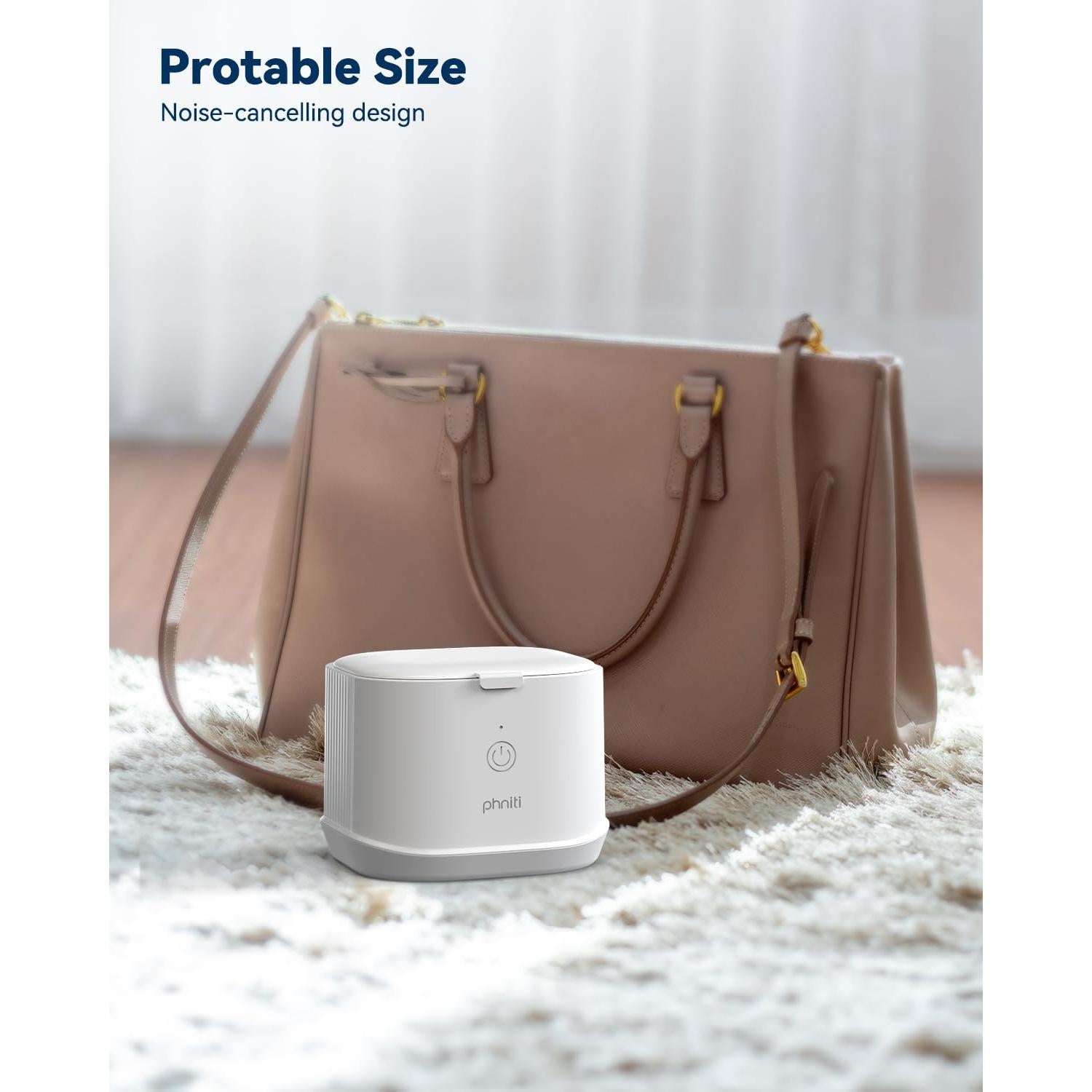 Ultrasonic Jewelry Cleaner, Phniti 46kHz Professional Portable Ultrasonic Retainer Cleaner Machine with Timer for Dental Retainer, Mouth Guard, Watch, Ring, Diamond - Household Use, White