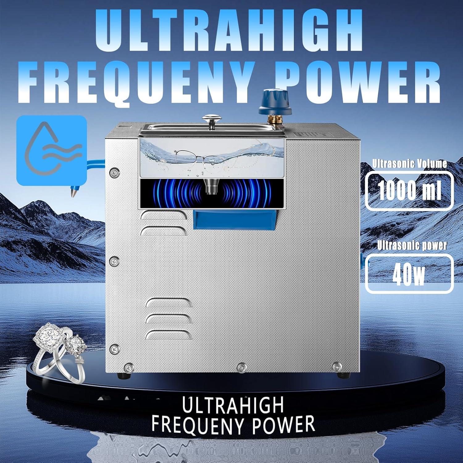 Limpiador de Joyas DZQ 2 en 1 Vapor 1200W Ultrasonido 40W