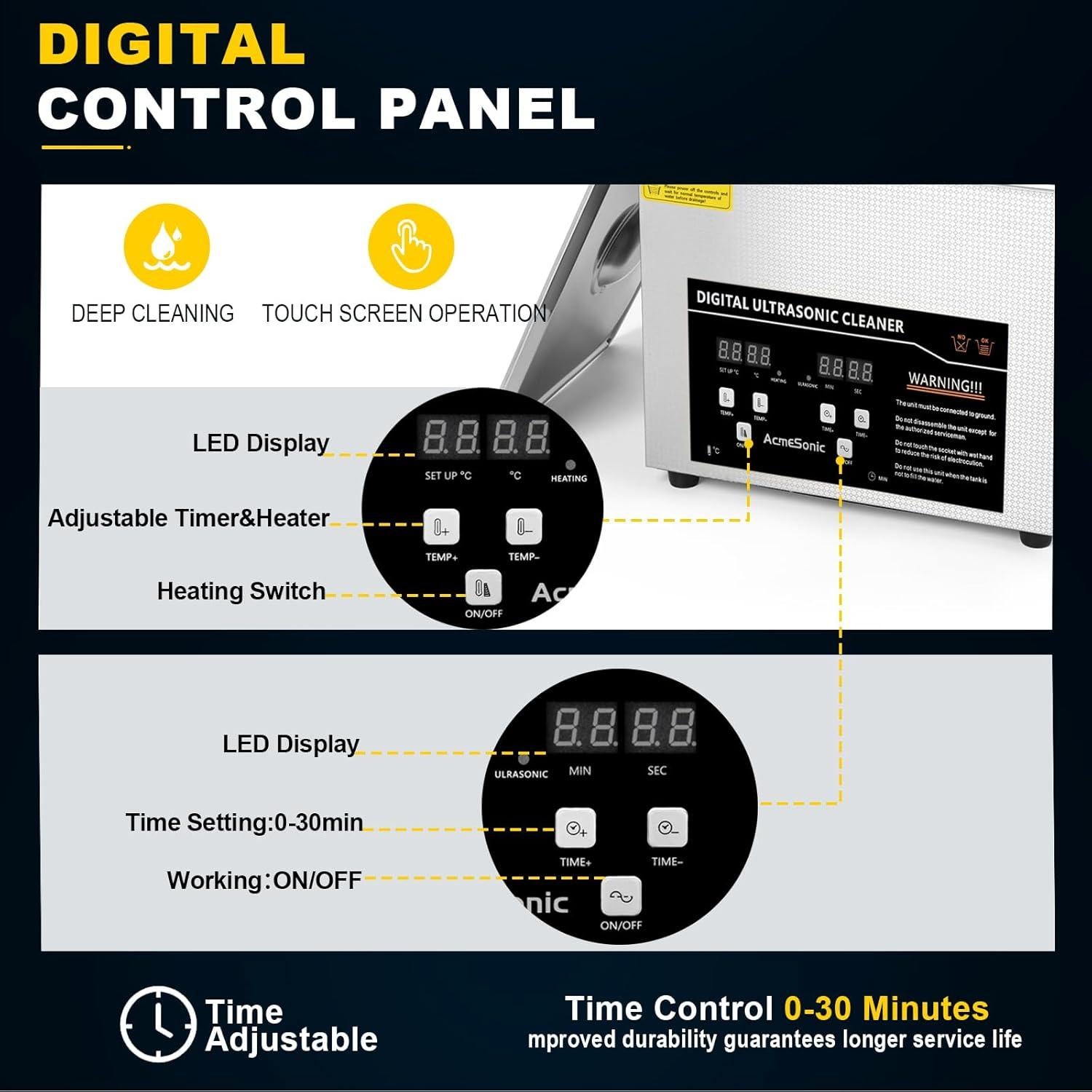 Máquina de Limpieza Ultrasónica 15L ACMESONIC Digital 40kHz