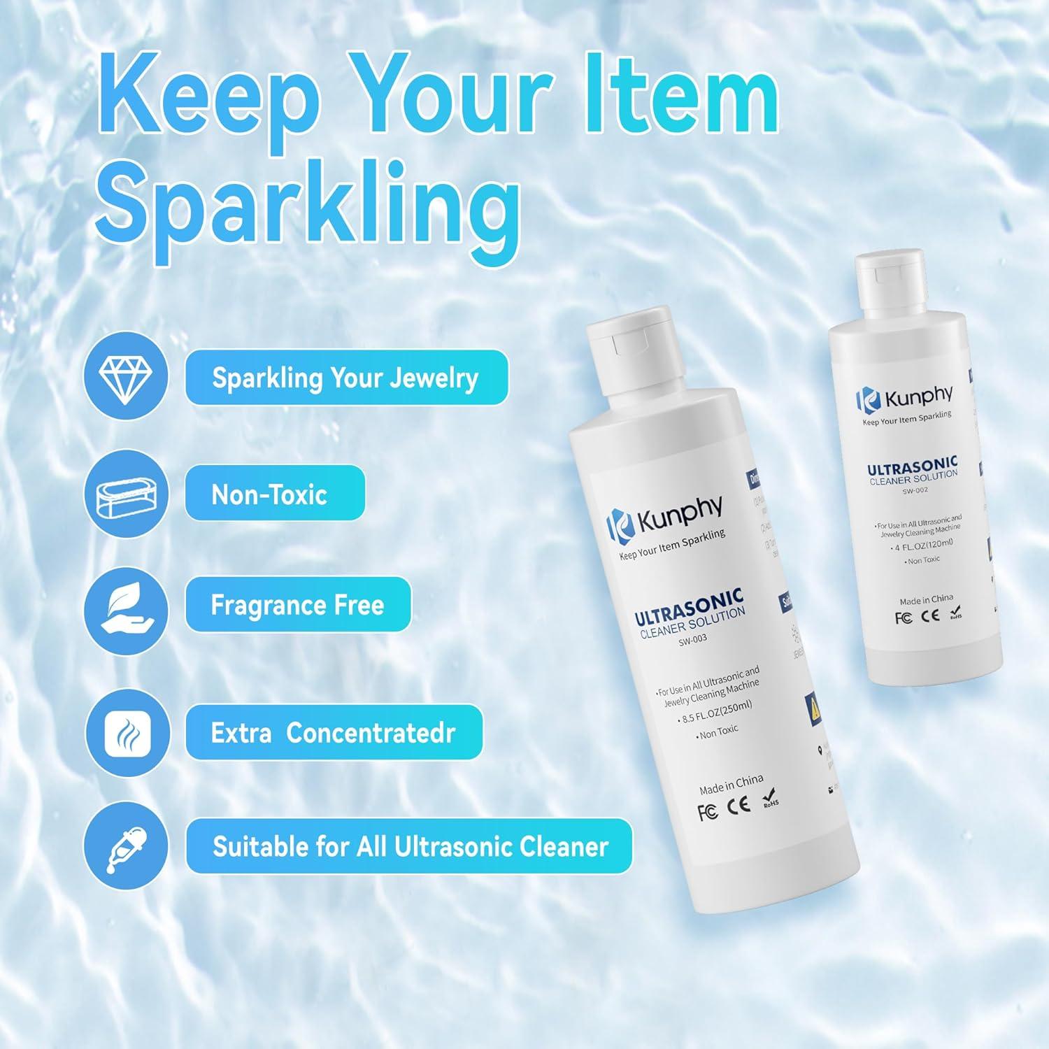 Limpiador de Joyas KUNPHY 120ml - Solución Limpiadora Sónica
