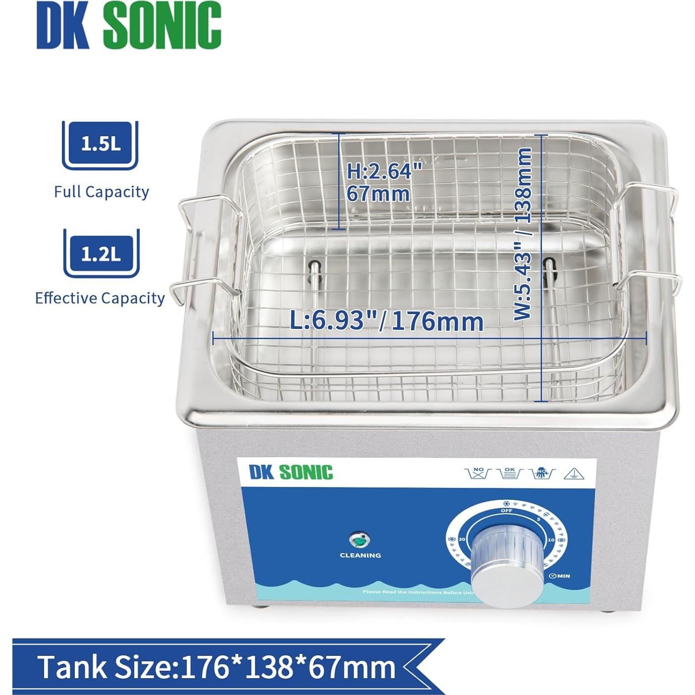 Limpiador Ultrasónico DK SONIC 1.5L 60W Acero Inoxidable