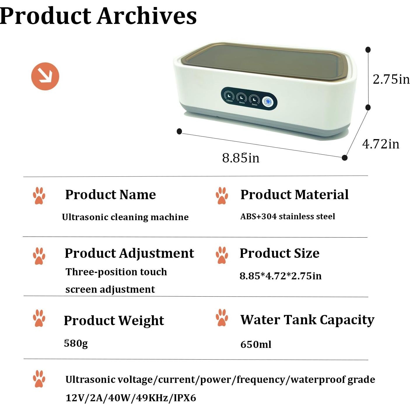 Limpiador Ultrasónico de Joyas Hyhxich JUC-650 650ml 49KHz