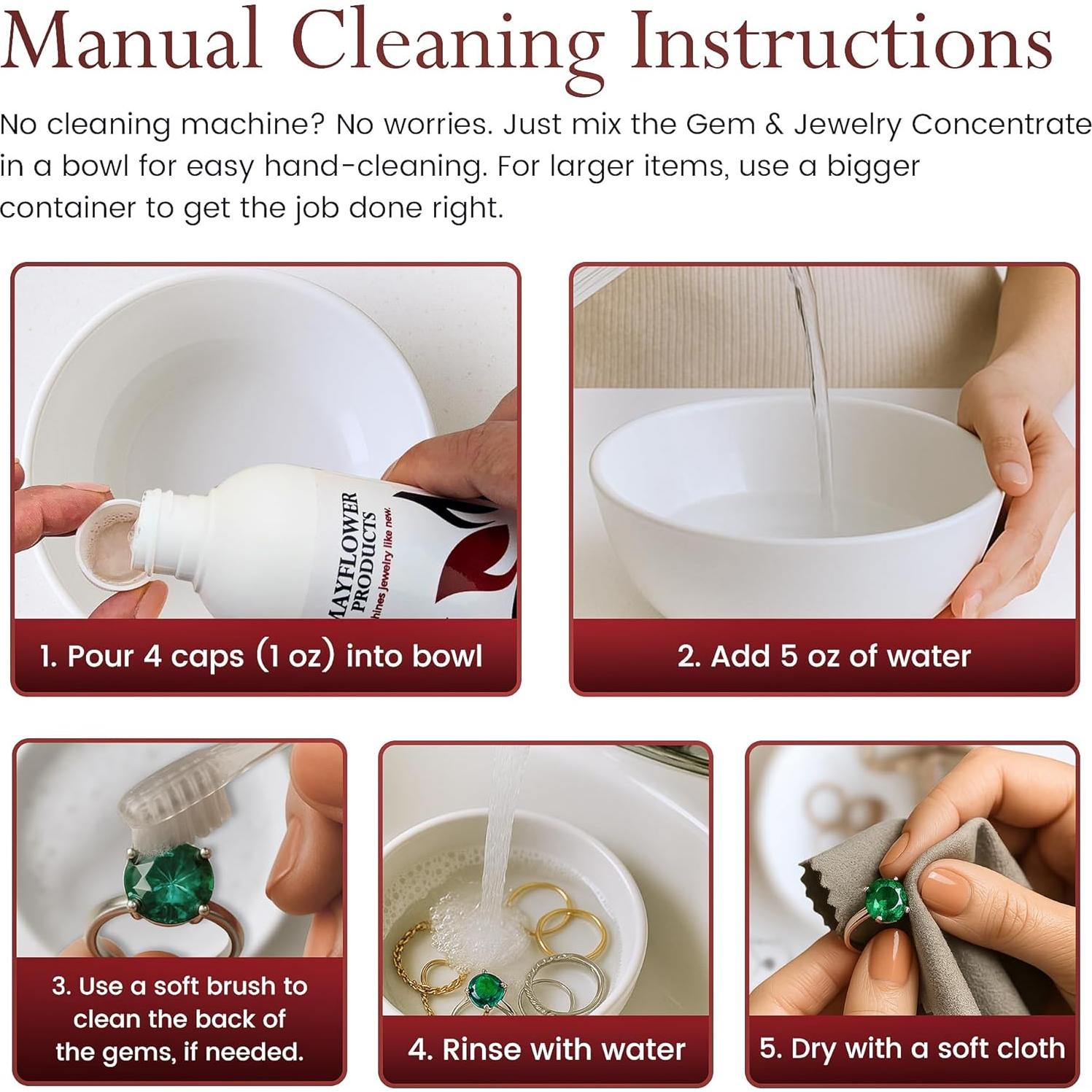 Limpiador de Joyas Mayflower 236 ml No Tóxico para Ultrasonido