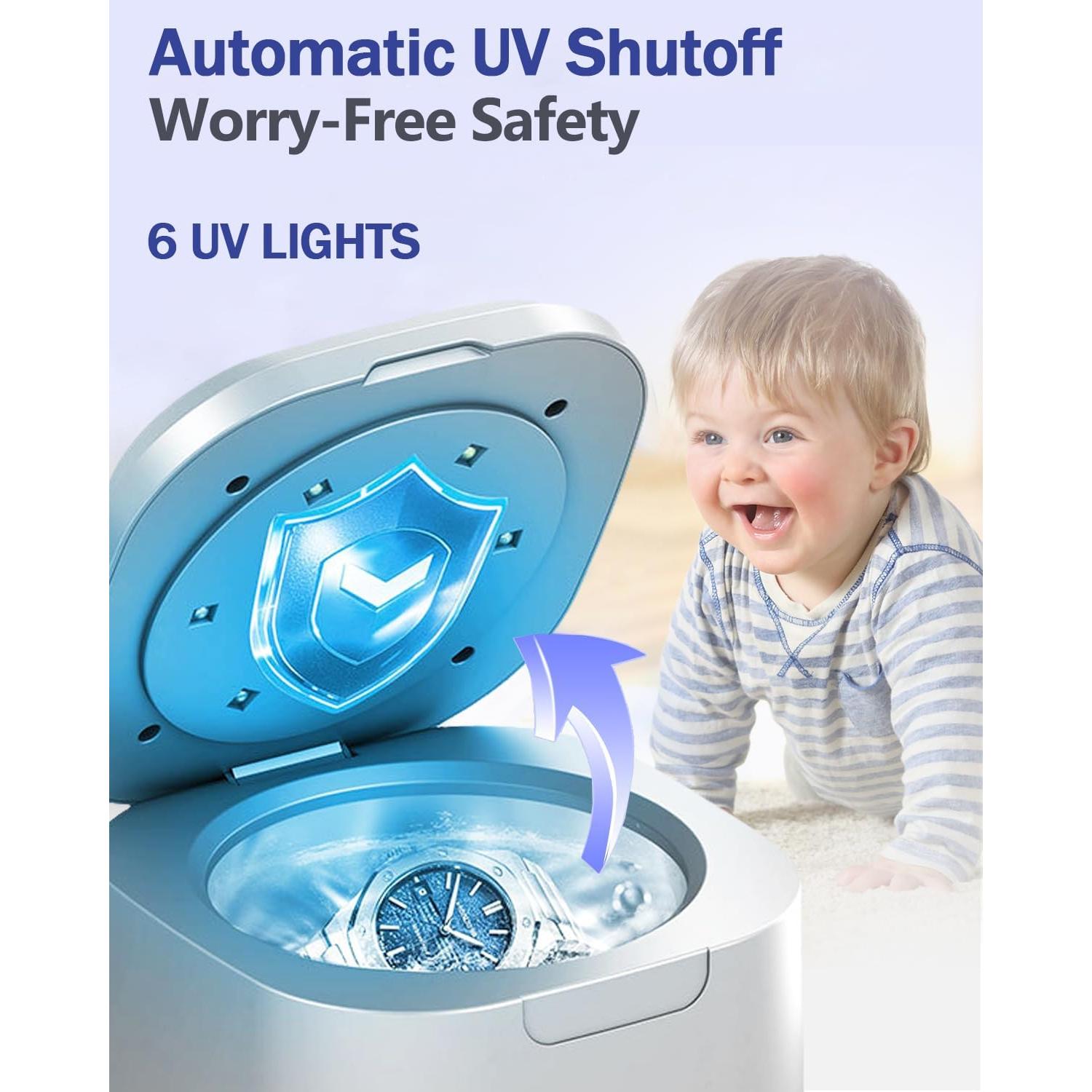 Limpiador Ultrasónico VJK 300ML con UV para Dentaduras y Joyería