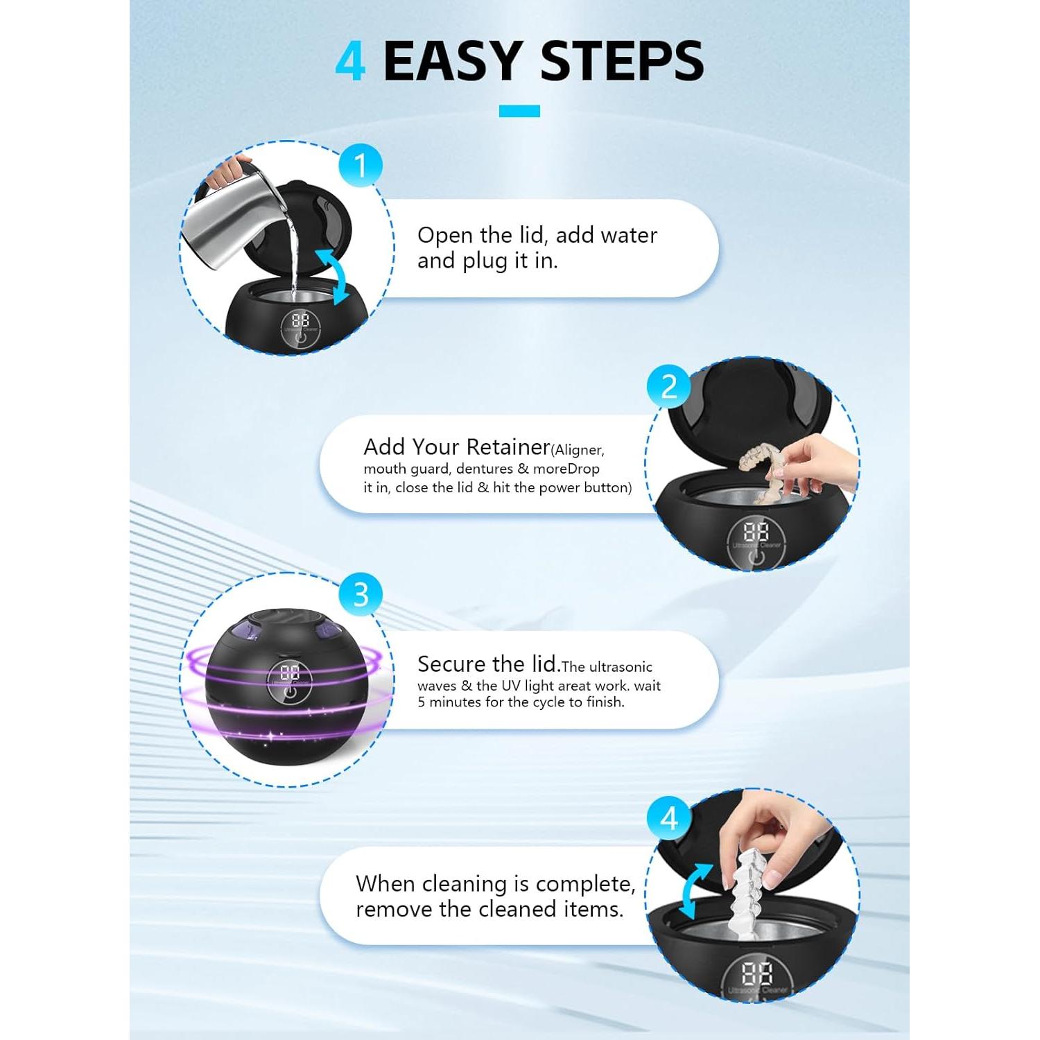 Limpiador Ultrasónico SENYUHAI 180ml para Dentaduras y Joyería