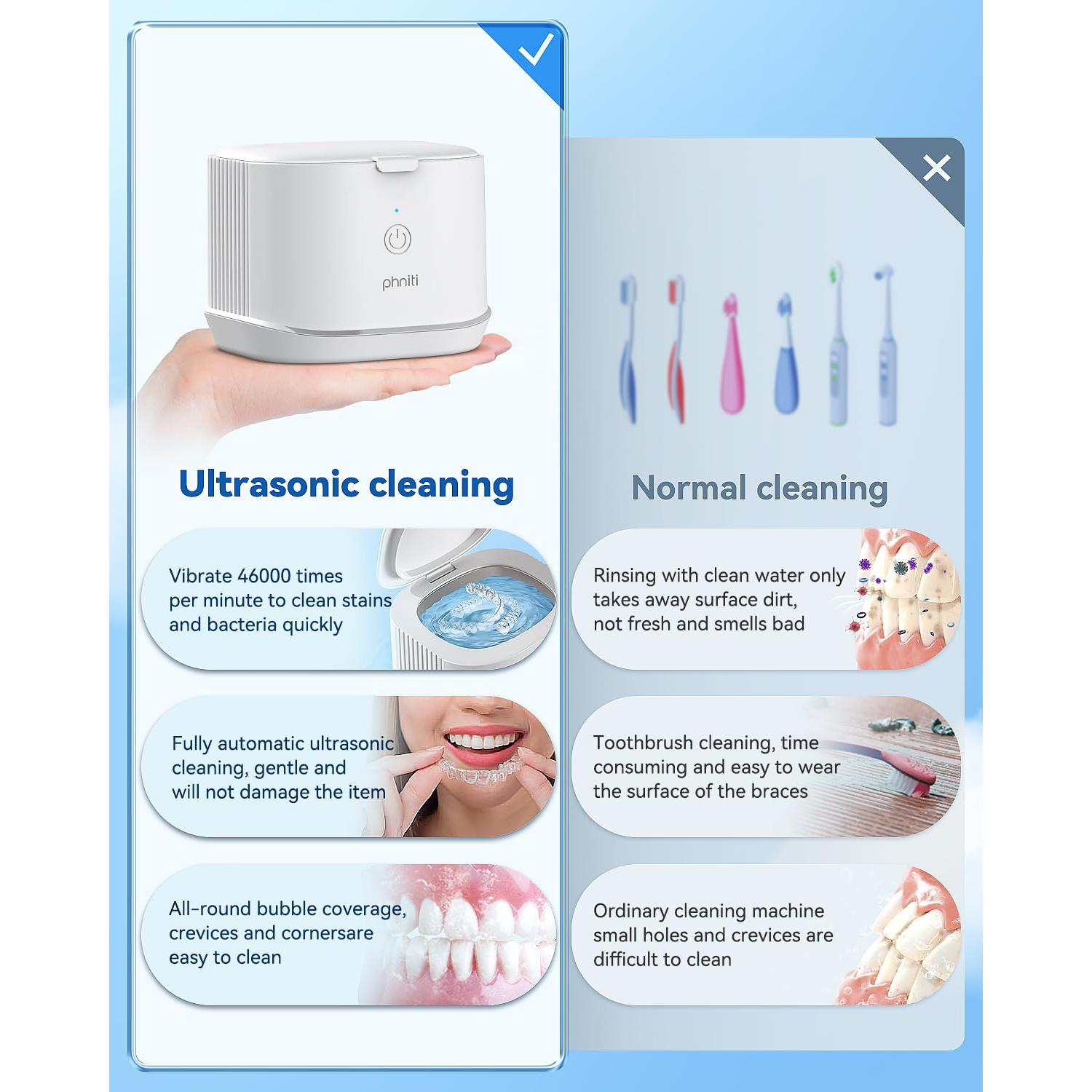 Limpiadora Ultrasónica Phniti 46kHz para Joyería y Dentaduras