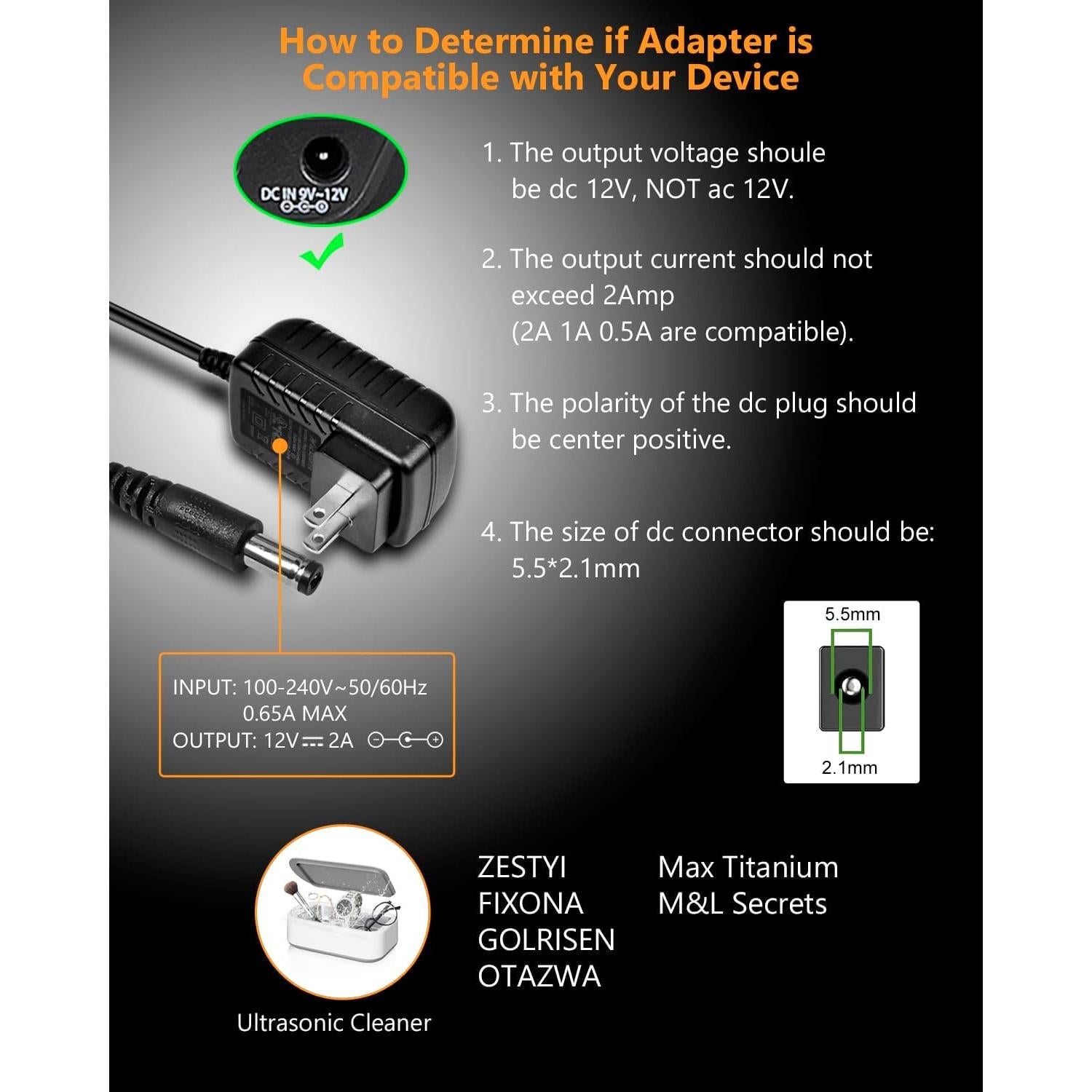 Adaptador de corriente 12V 2A 24W Foyu con 8 conectores