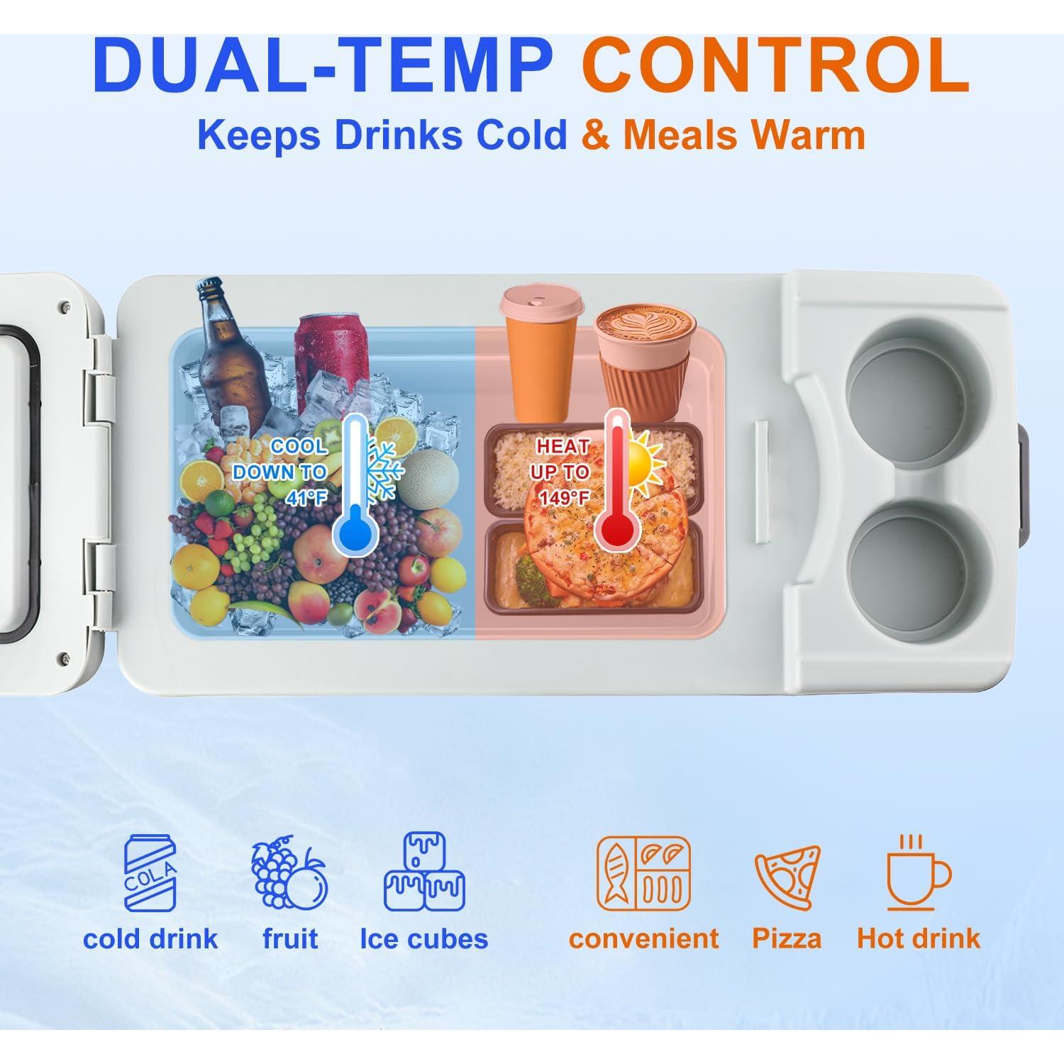 12L/Quart Electric Cooler & Warmer - Portable Car Refrigerator 12 Volt DC Car Fridge with Dual-Temp Control (41°F~149°F) Car Fridge 12V Refrigerator for Camping, Travel & Road Trips,RV, Boat