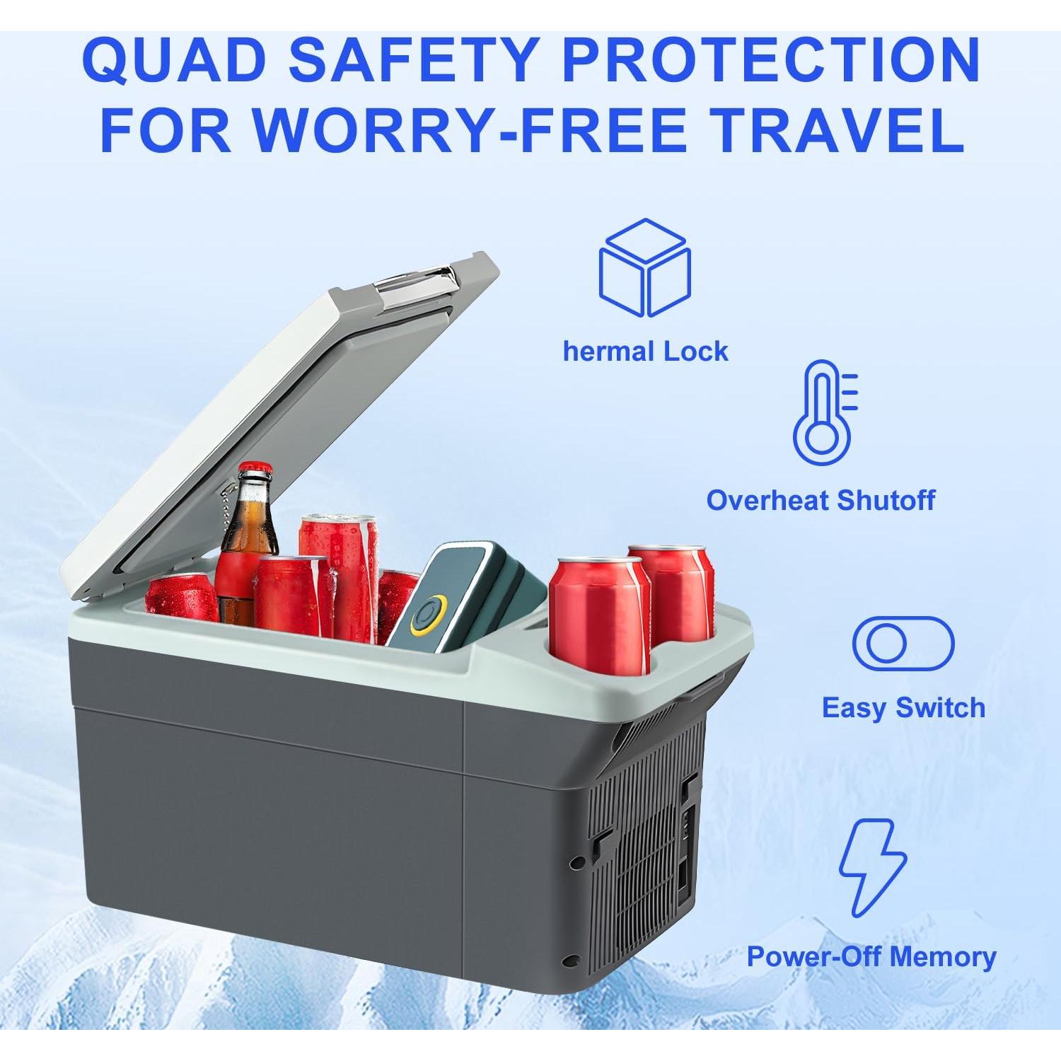 12L/Quart Electric Cooler & Warmer - Portable Car Refrigerator 12 Volt DC Car Fridge with Dual-Temp Control (41°F~149°F) Car Fridge 12V Refrigerator for Camping, Travel & Road Trips,RV, Boat