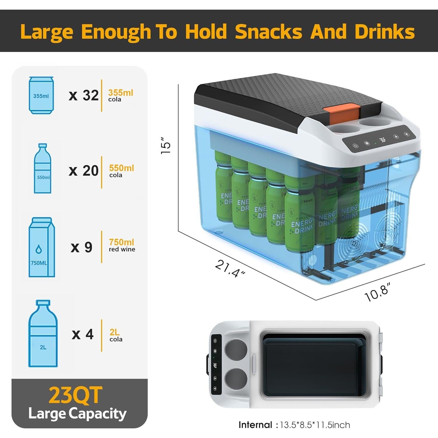 Refrigerador Portátil Eléctrico 12V Kikihuose 22L Gris