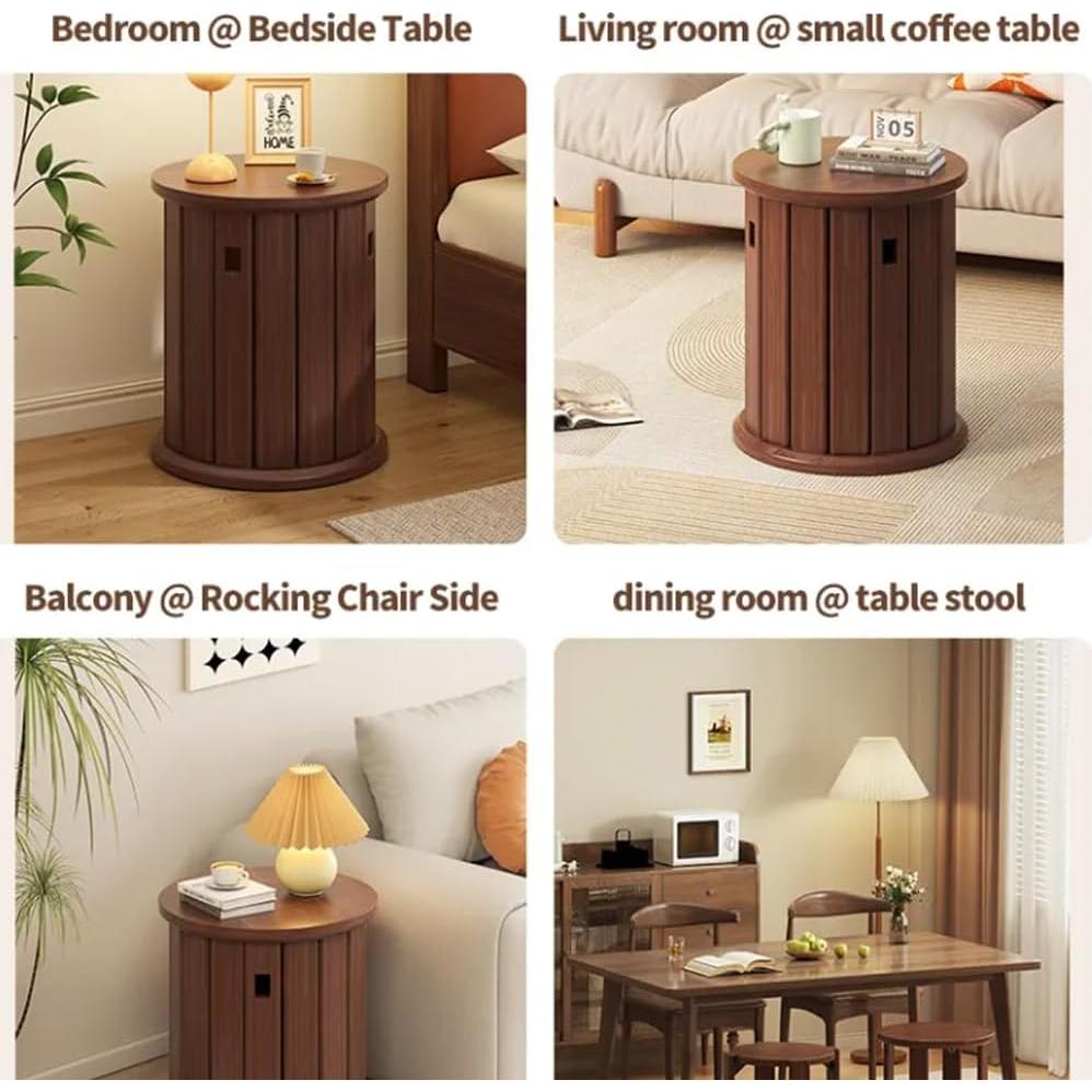 Stackable Stools Set of 4, Wooden Stacking Stools, 18 Inch Round Nesting Table, Multifunctional Solid Wood Chairs Set for Kitchen, Living Room, Bar