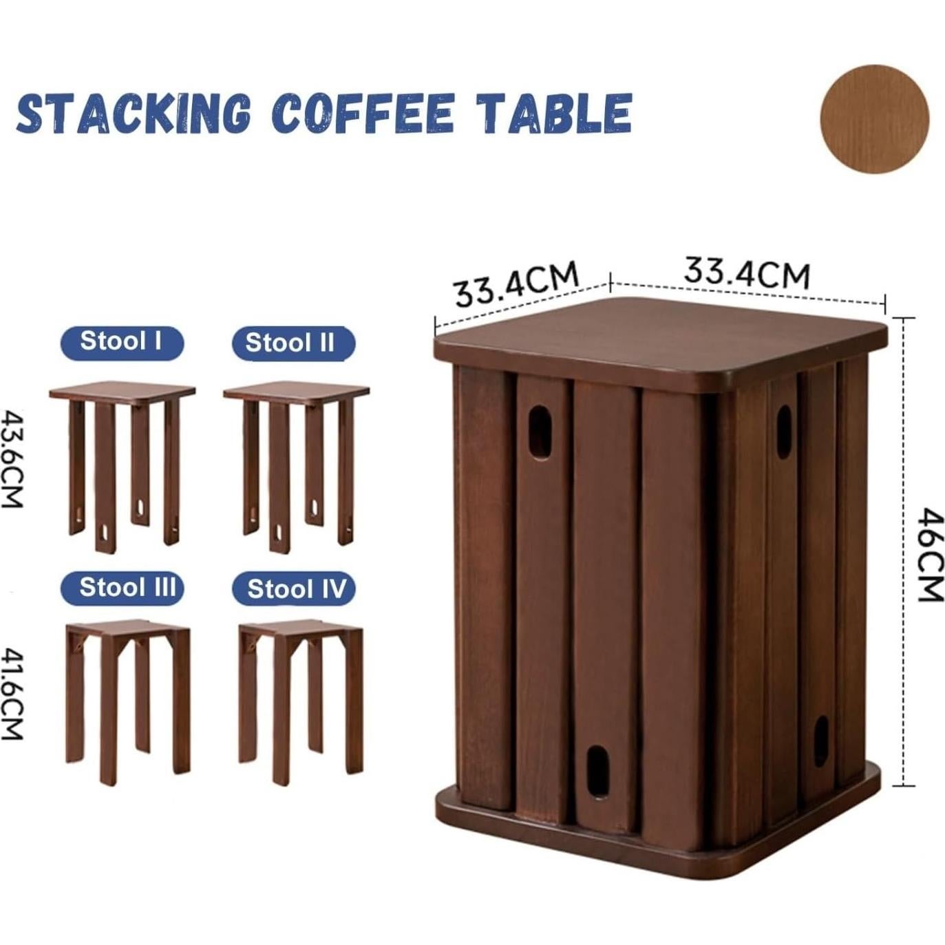 Juego de Taburetes Apilables de Madera Genérico 4 Piezas