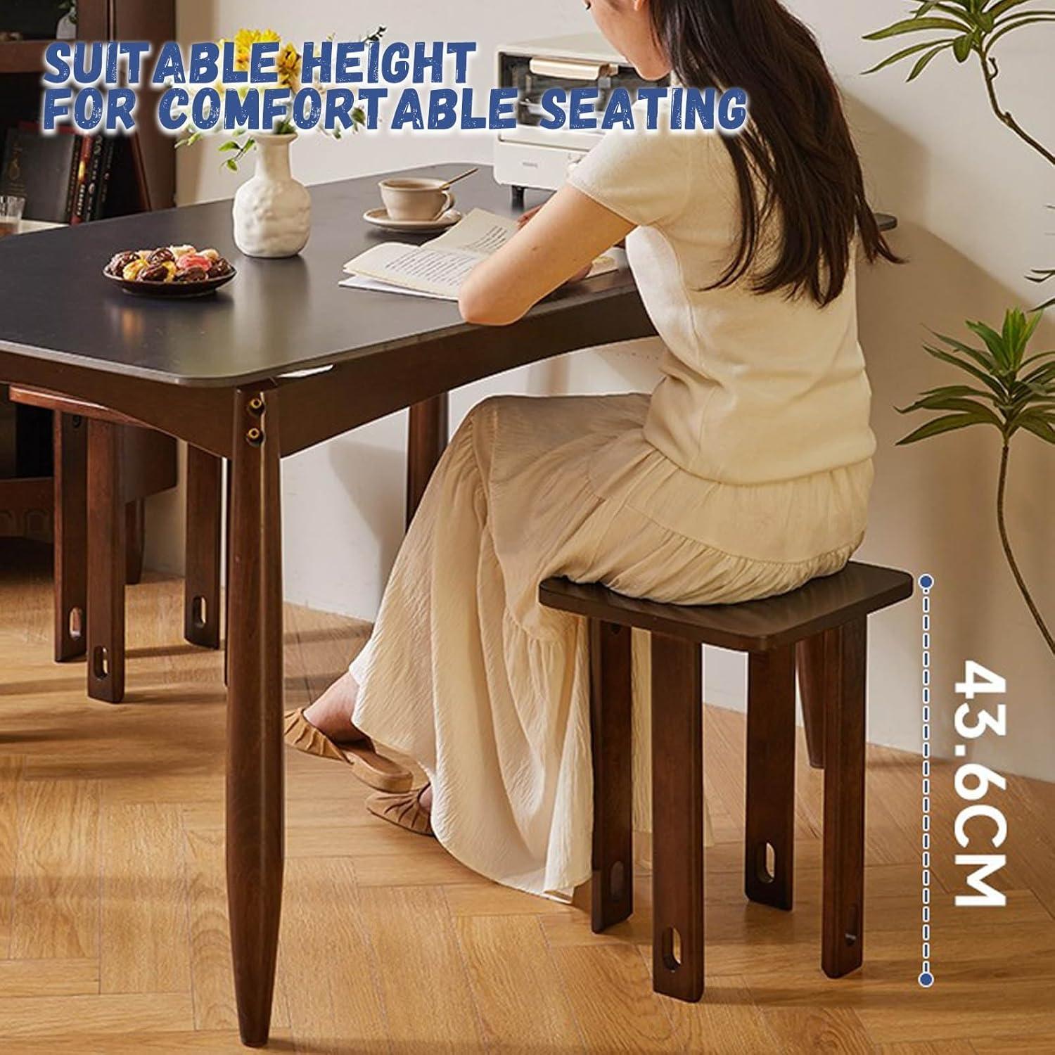 Juego de Taburetes Apilables de Madera Genérico 4 Piezas