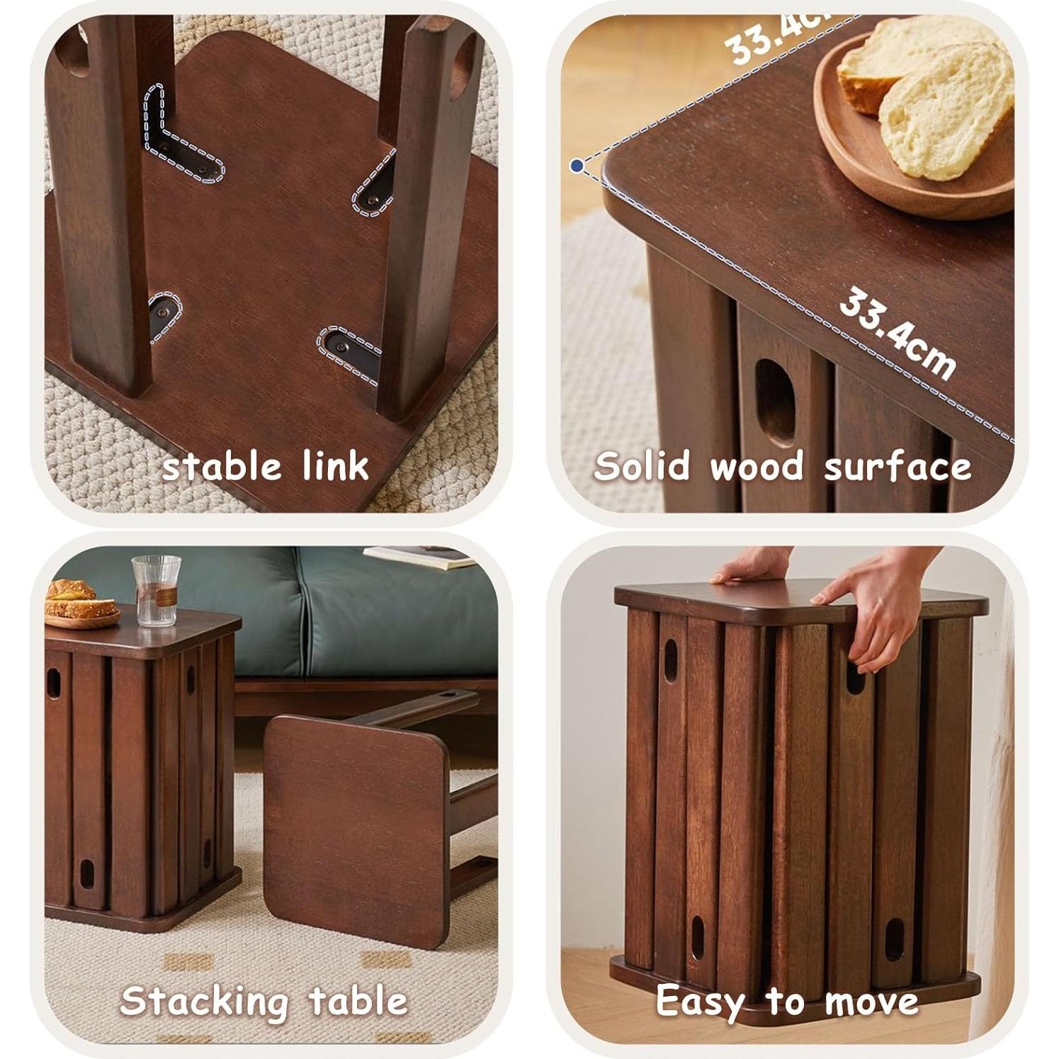 Juego de Taburetes Apilables de Madera Genérico 4 Piezas