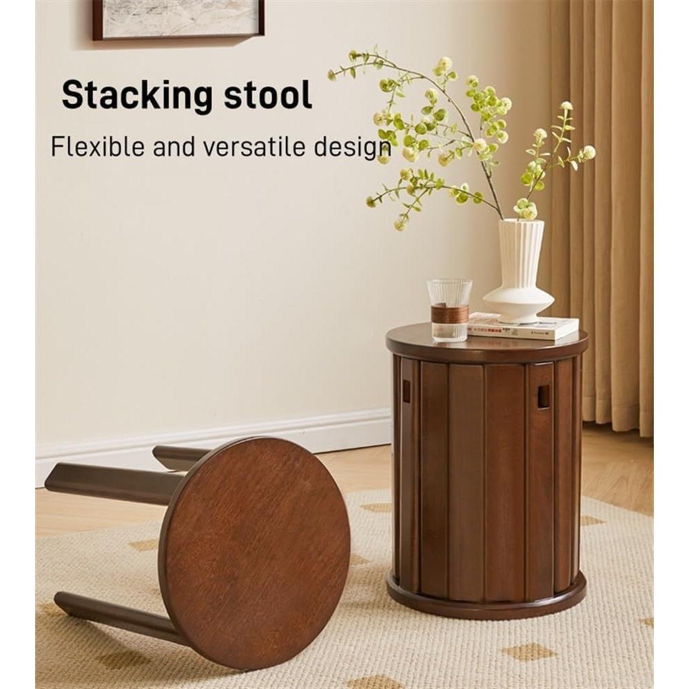 Stackable Stools Set of 4, Wooden Small End Table, Versatile as Side Table, Bedside Table, Coffee Table, for Living Room, Bedroom, Balcony
