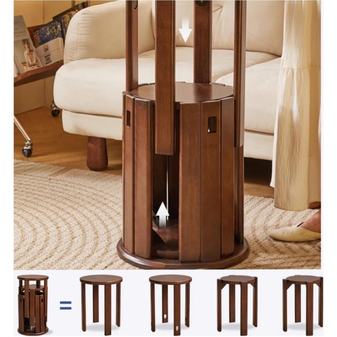 Stackable Stools Set of 4, Wooden Small End Table, Versatile as Side Table, Bedside Table, Coffee Table, for Living Room, Bedroom, Balcony