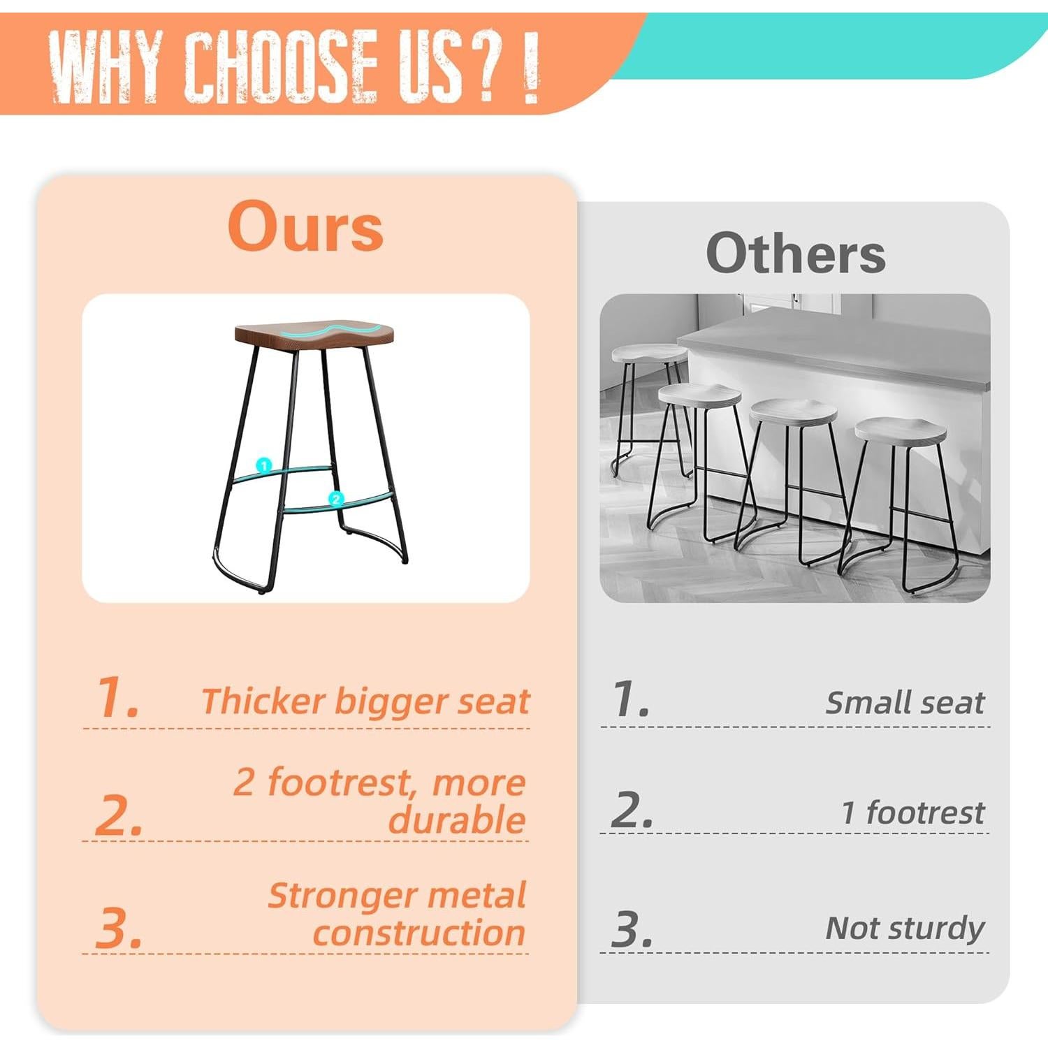 Set de 4 Taburetes de Bar Alunaune 60.96 cm Metal Marrón