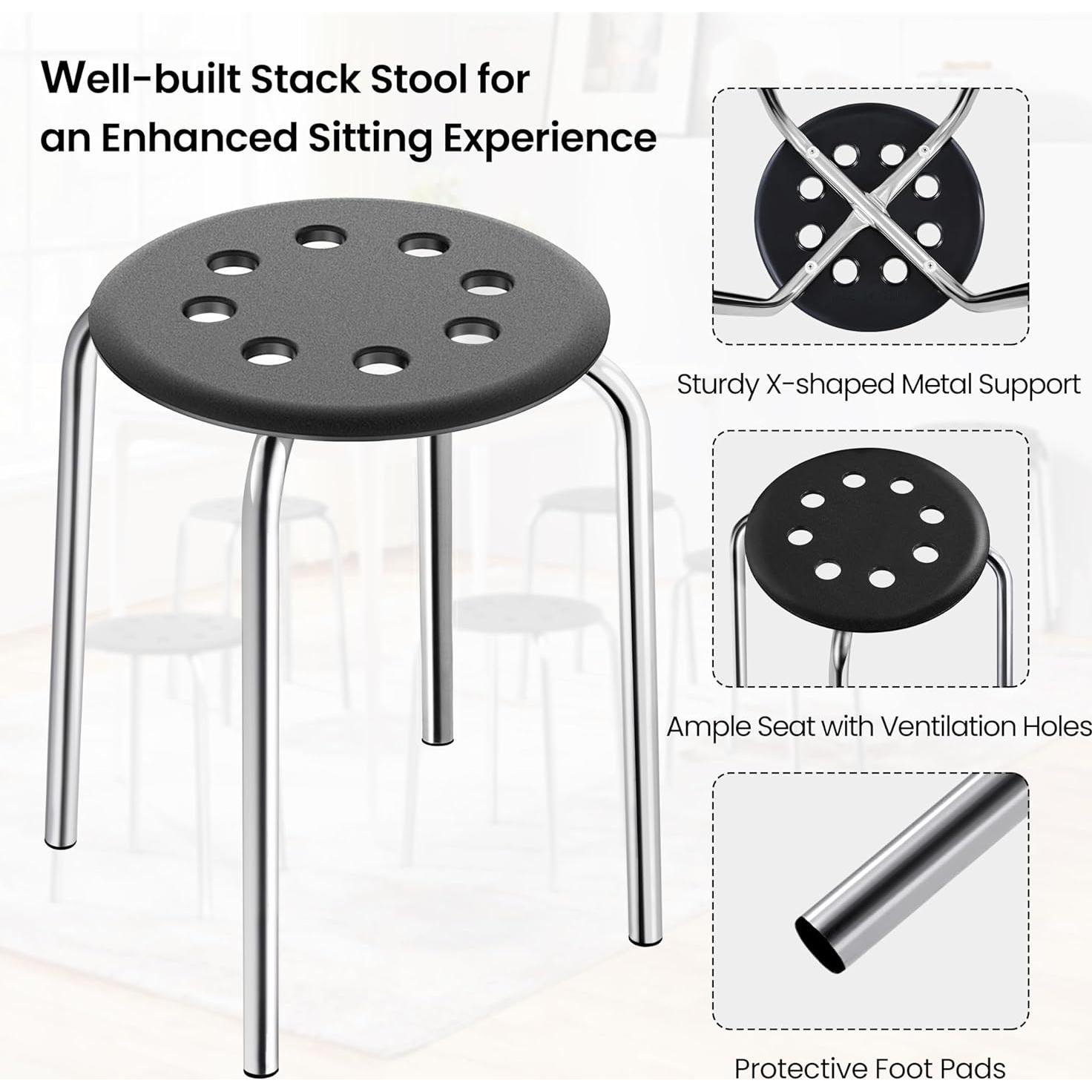 Taburetes Apilables Yaheetech de Plástico 43.9cm Plateado - Juego de 5
